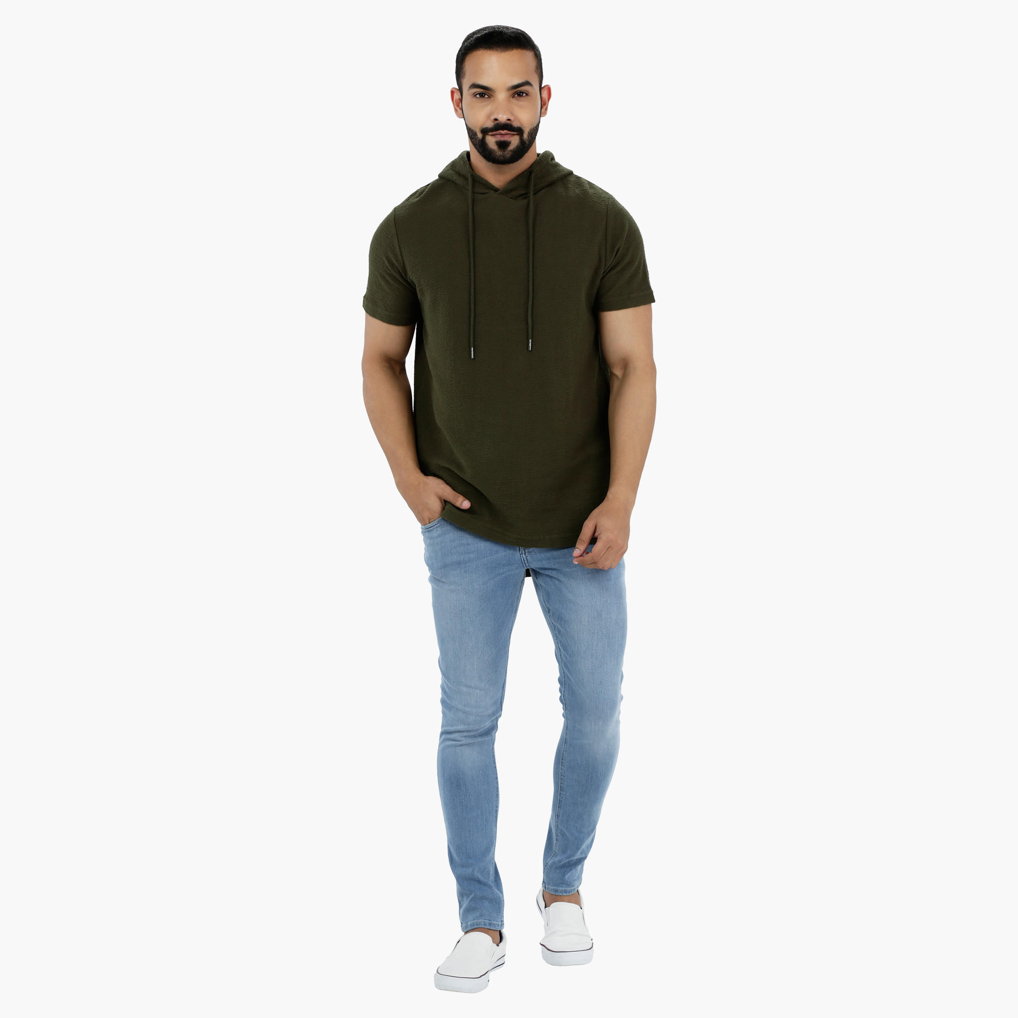 Short Sleeves Longline T-Shirt with Hood-men-winterwear-hoodiesandsweatshirts-image-10