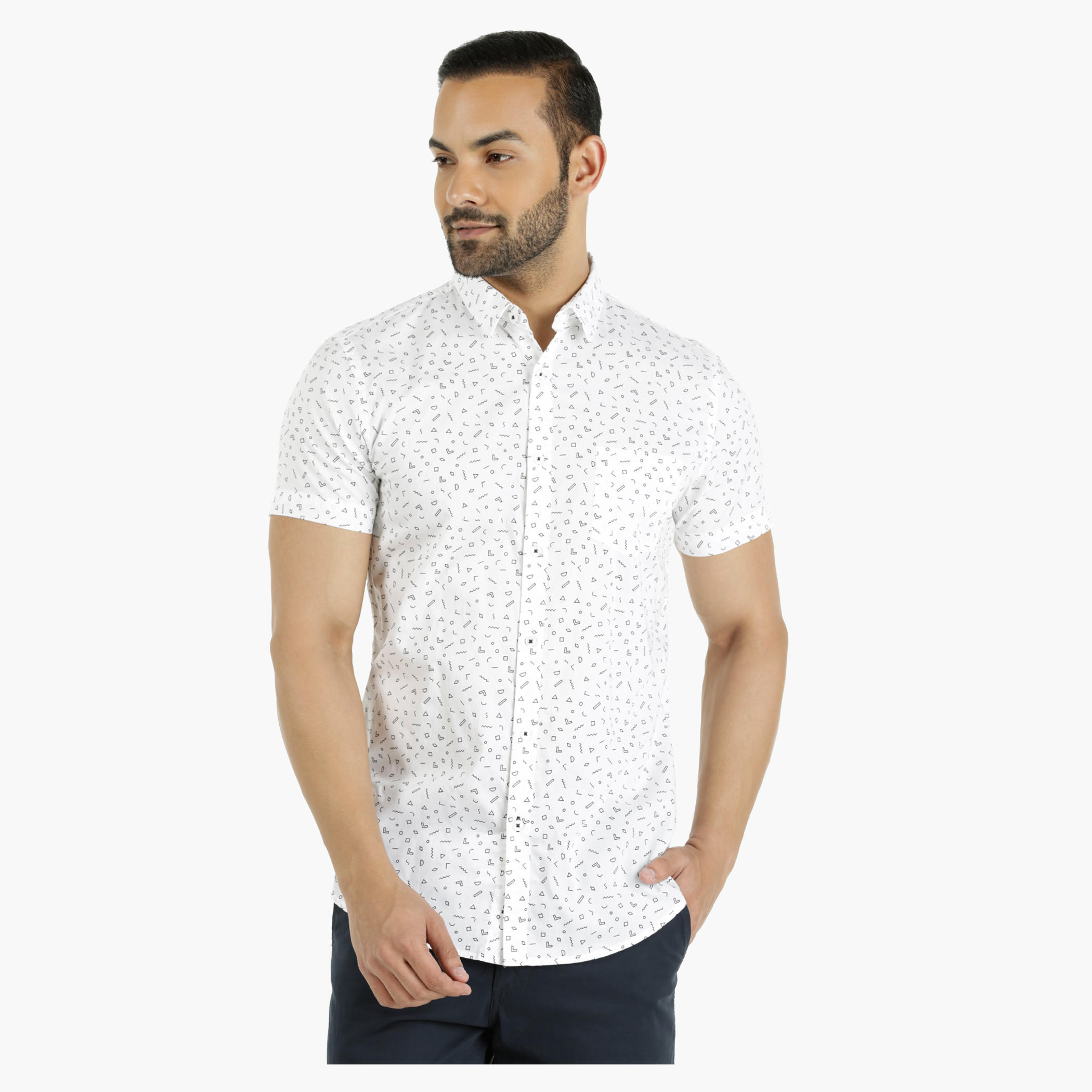 Cotton Shirt with All Over Print in Regular Fit-men-clothing-shirts-image-1