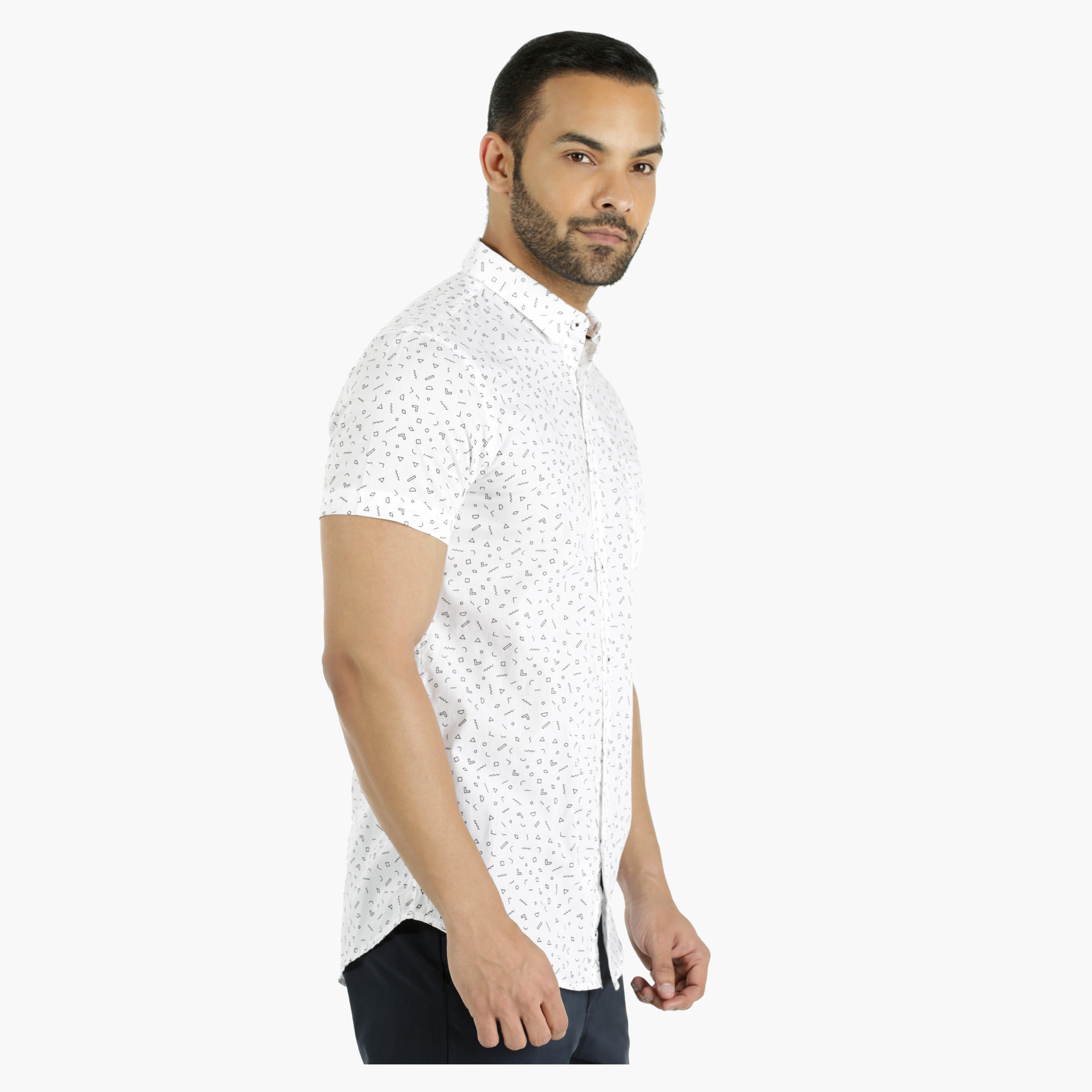 Cotton Shirt with All Over Print in Regular Fit-men-clothing-shirts-image-3