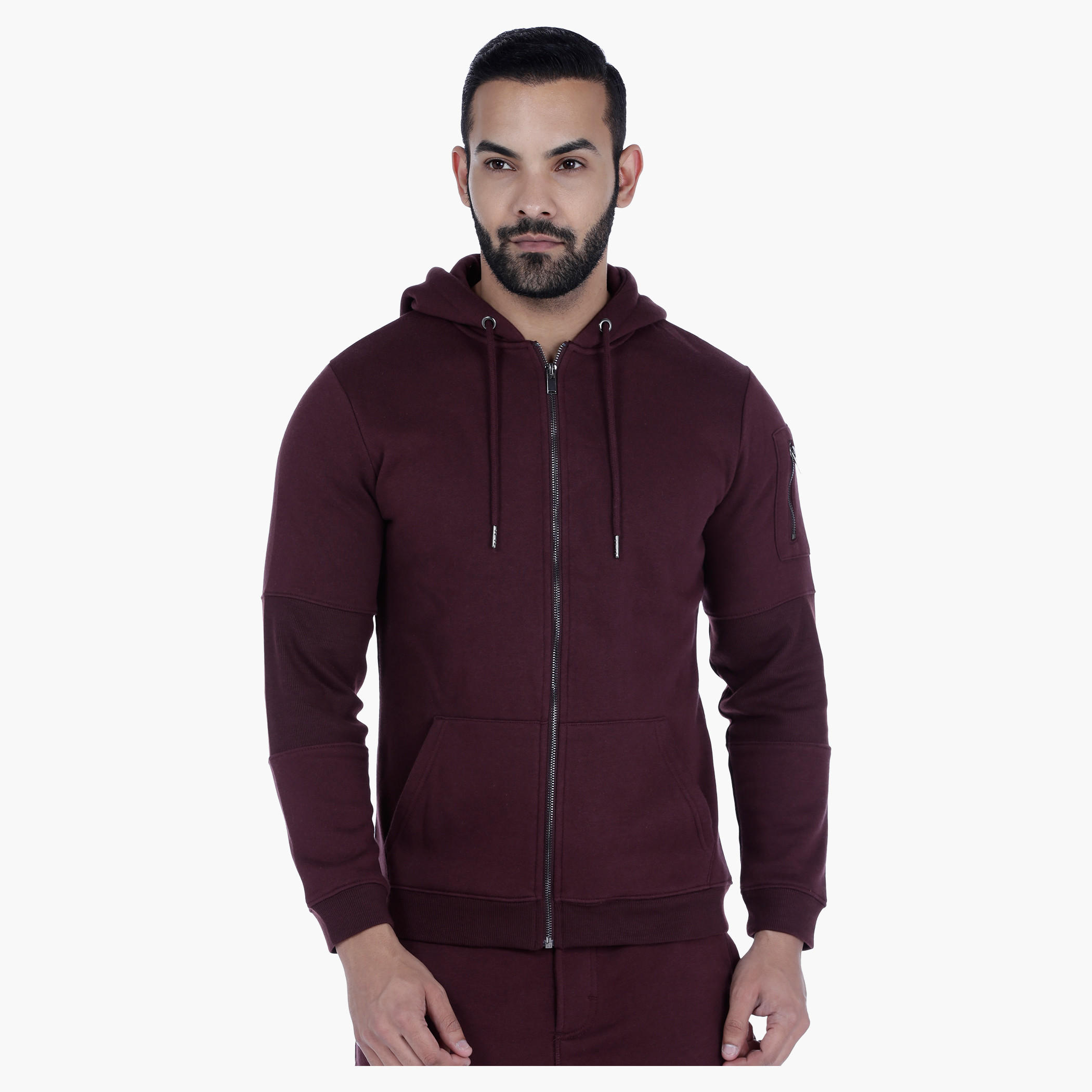 Hooded Sweat Jacket with Long Sleeves-men-winterwear-hoodiesandsweatshirts-image-1