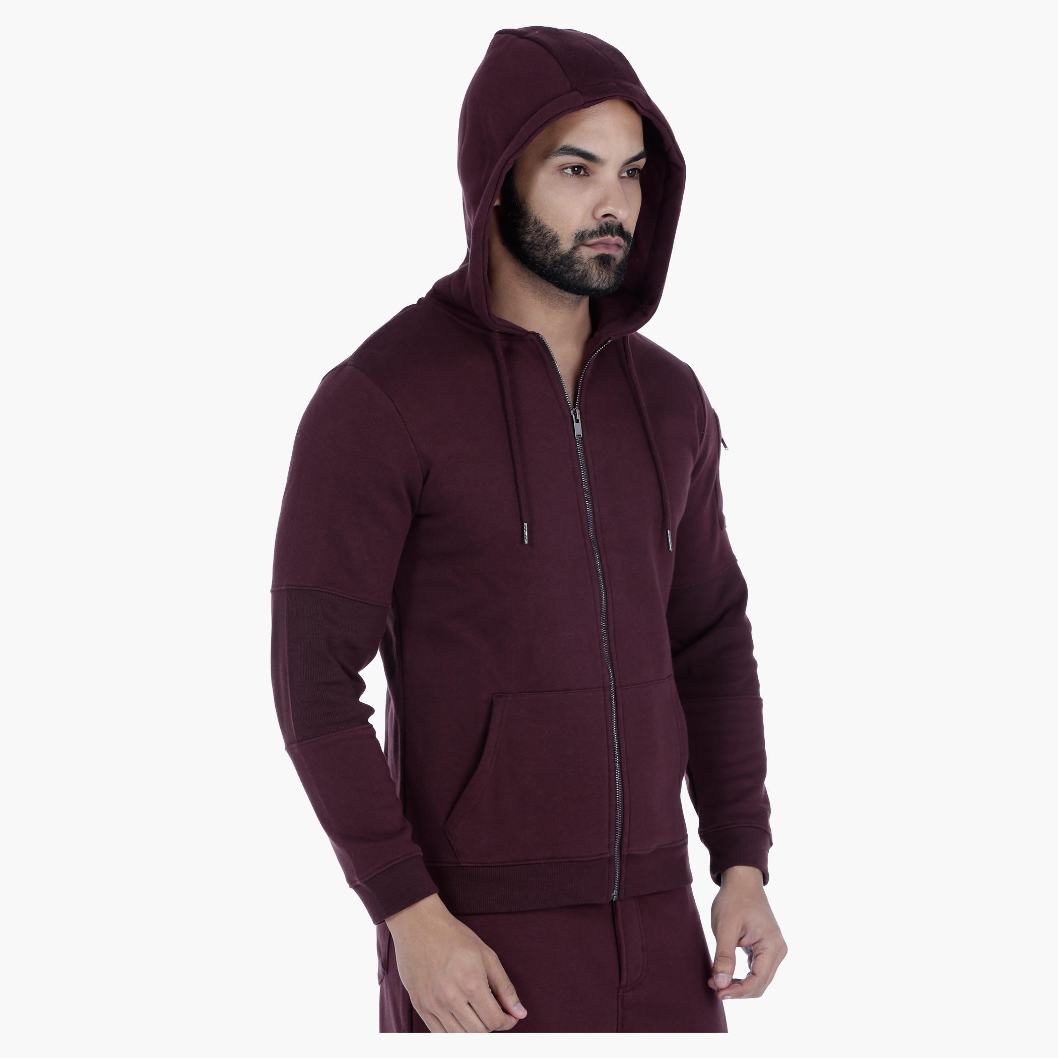 Hooded Sweat Jacket with Long Sleeves-men-winterwear-hoodiesandsweatshirts-image-3