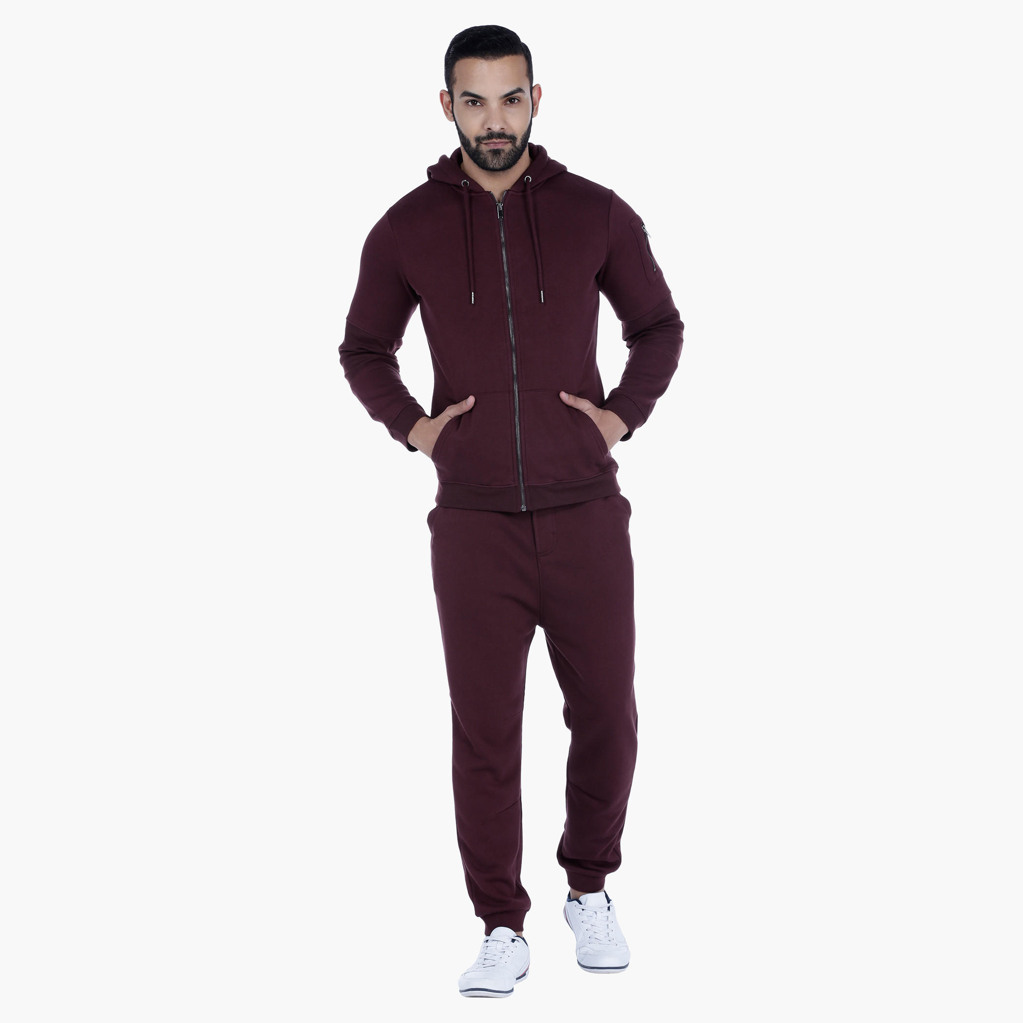Hooded Sweat Jacket with Long Sleeves-men-winterwear-hoodiesandsweatshirts-image-1