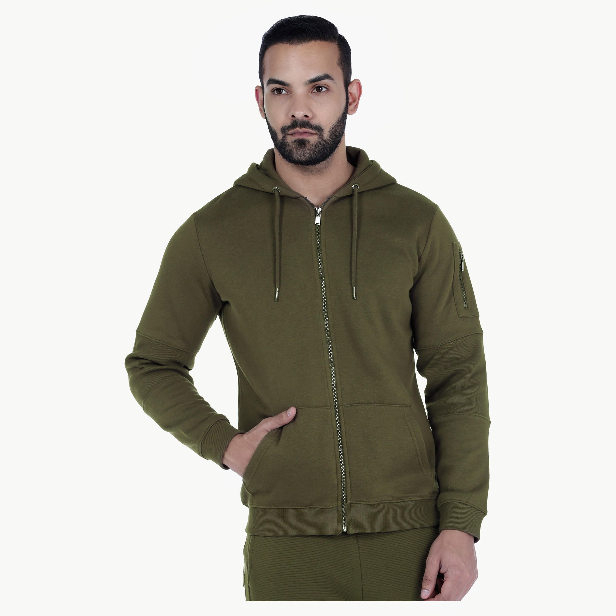 Hooded Sweat Jacket with Long Sleeves-men-winterwear-hoodiesandsweatshirts-image-6