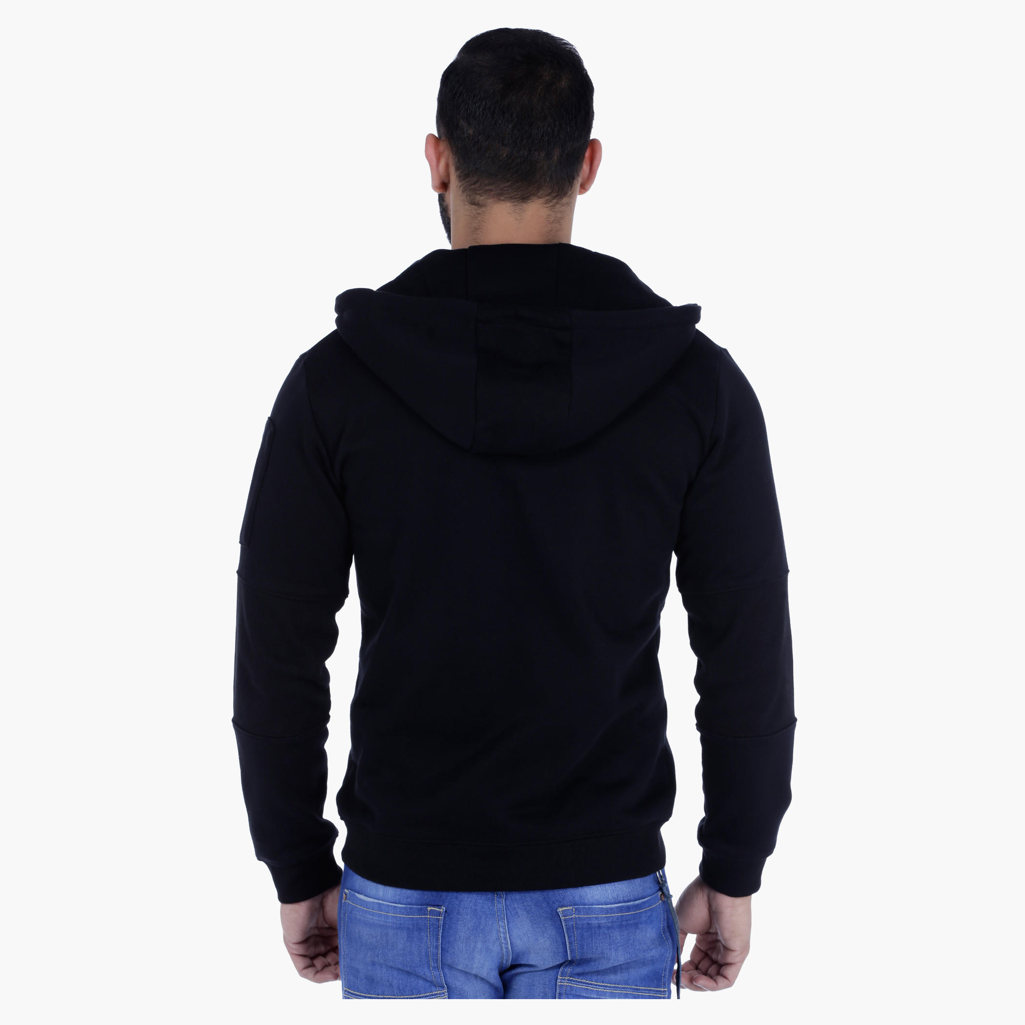Hooded Sweatshirt with Kangaroo Pocket and Long Sleeves-men-winterwear-hoodiesandsweatshirts-image-2