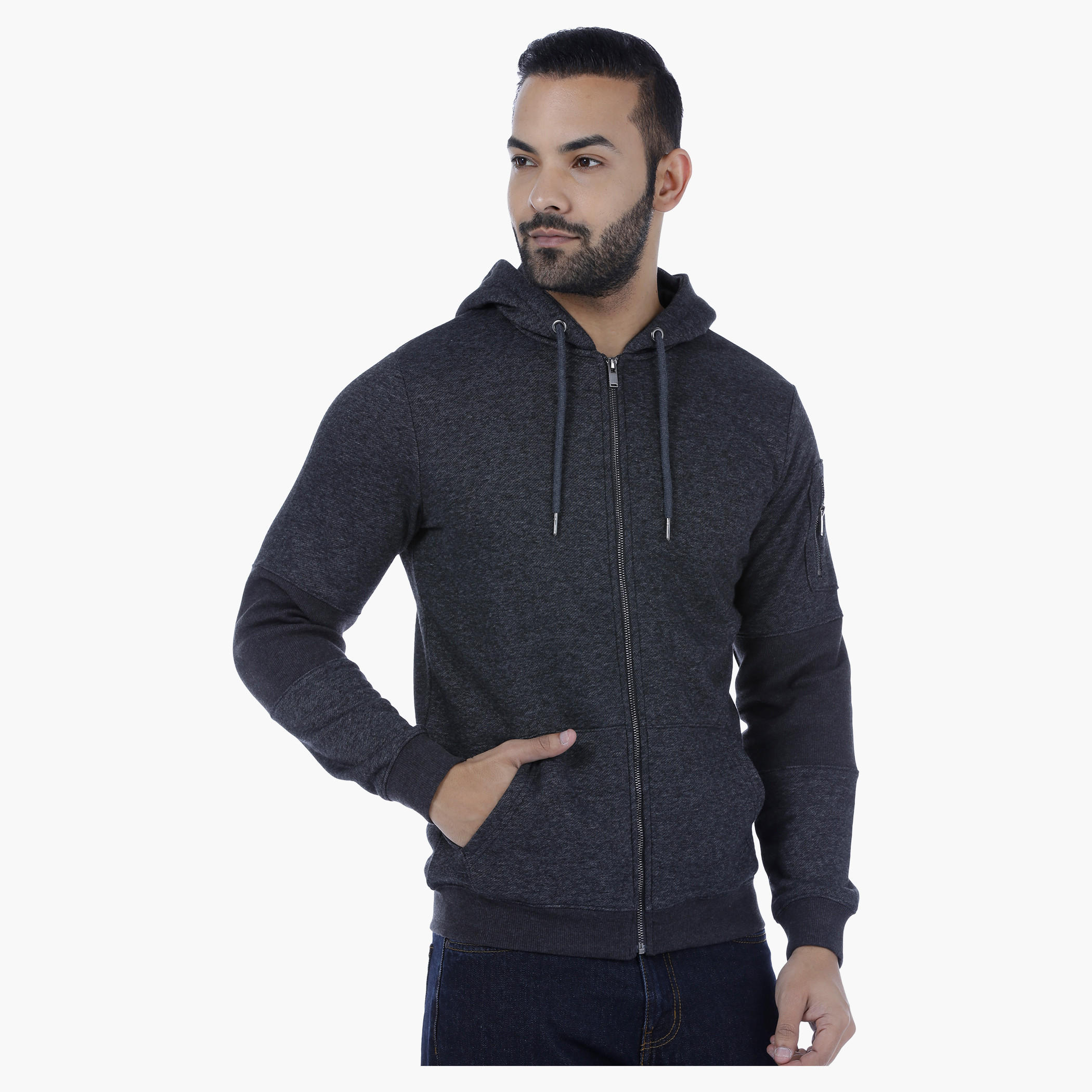Hooded Long Sleeves Jacket with Drawstring-men-winterwear-hoodiesandsweatshirts-image-1