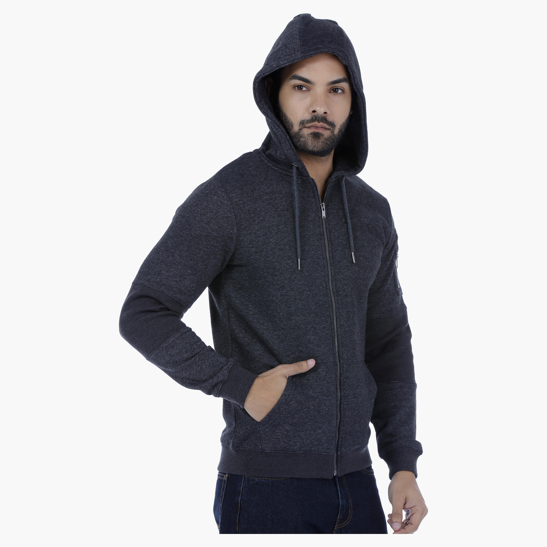 Hooded Long Sleeves Jacket with Drawstring-men-winterwear-hoodiesandsweatshirts-image-3