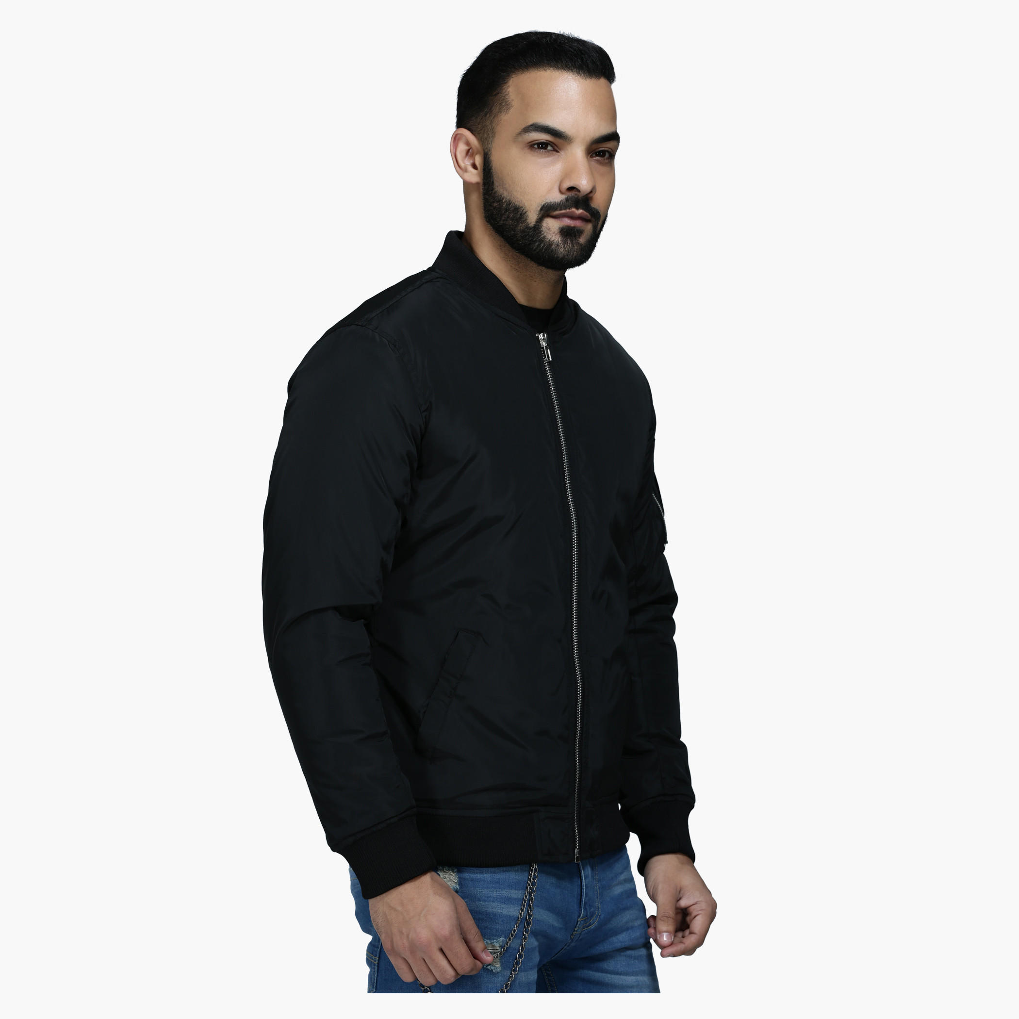 Polyester Jacket with Zip Detail and Long Sleeves in Regular Fit-men-clothing-jacketsandblazers-jackets-image-3