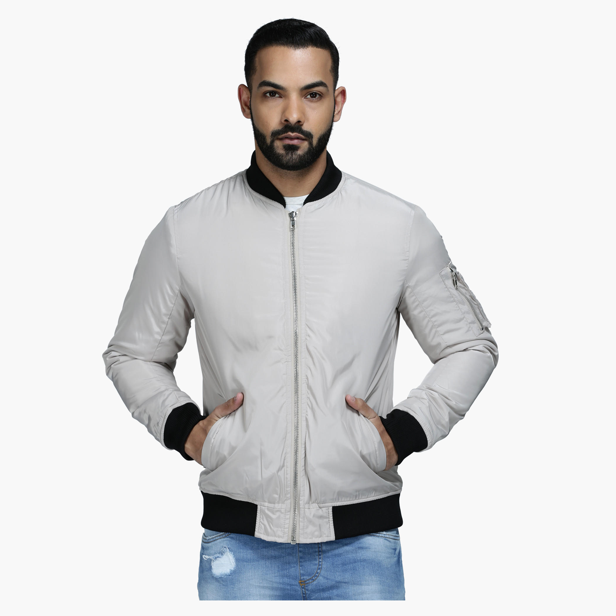 Polyester Jacket with Zip Detail and Long Sleeves in Regular Fit-men-clothing-jacketsandblazers-jackets-image-6