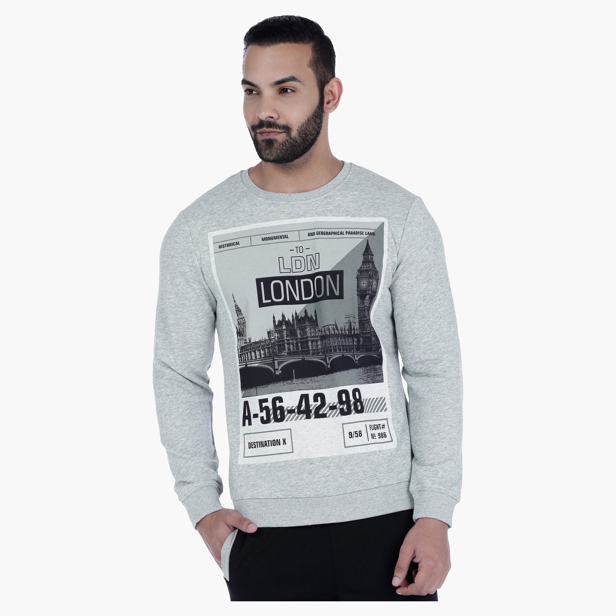 Printed Crew Neck Sweatshirt with Long Sleeves-men-winterwear-hoodiesandsweatshirts-image-1