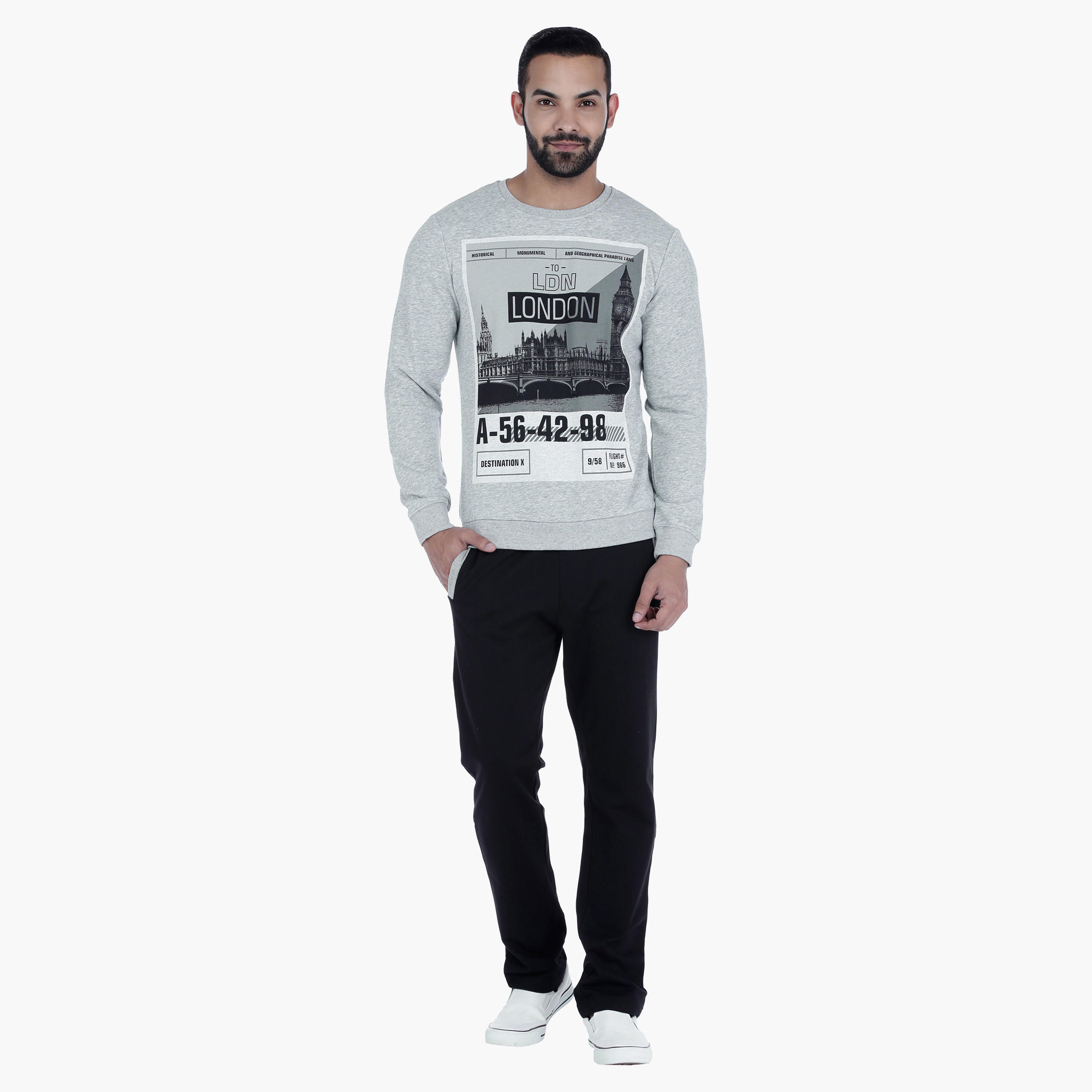 Printed Crew Neck Sweatshirt with Long Sleeves-men-winterwear-hoodiesandsweatshirts-image-5