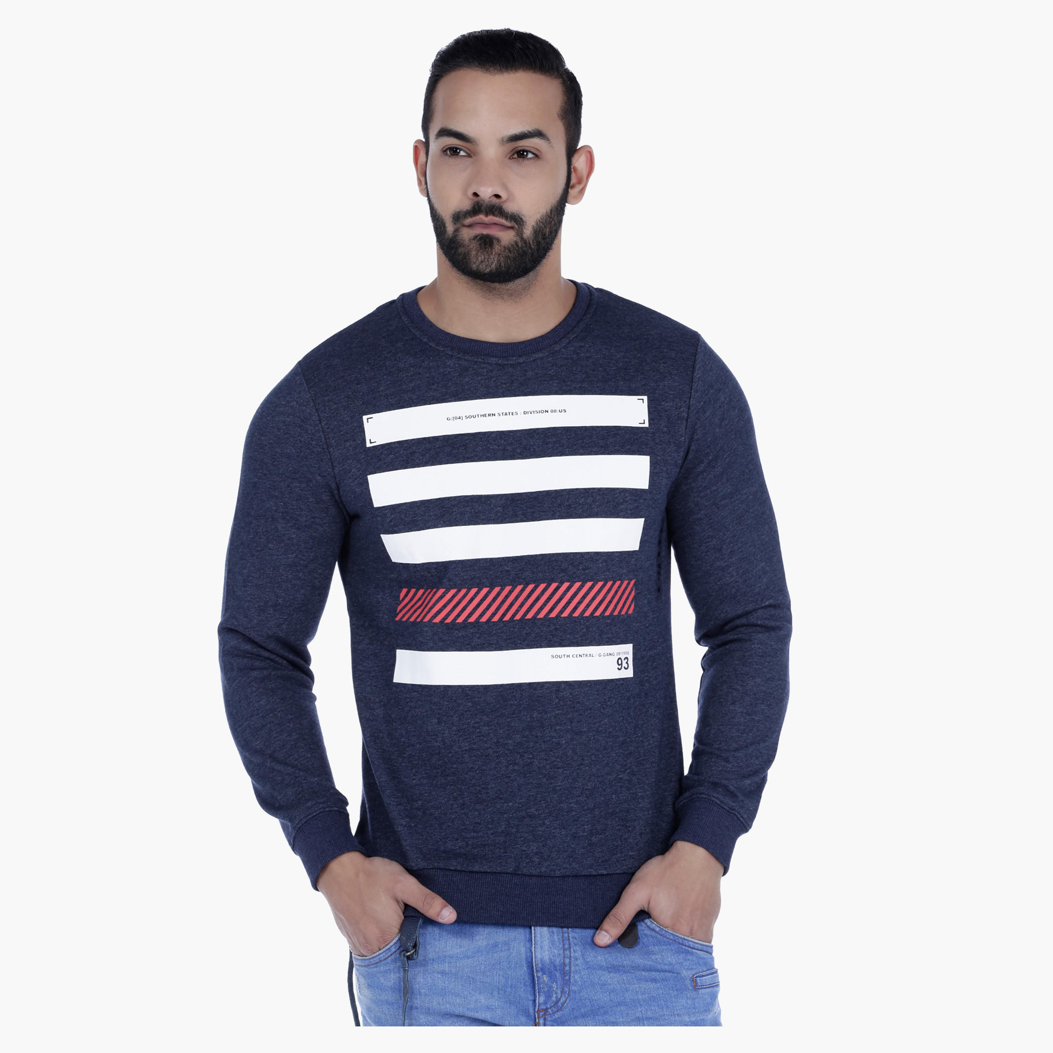 Crew Neck Sweatshirt with Long Sleeves-men-winterwear-hoodiesandsweatshirts-image-1
