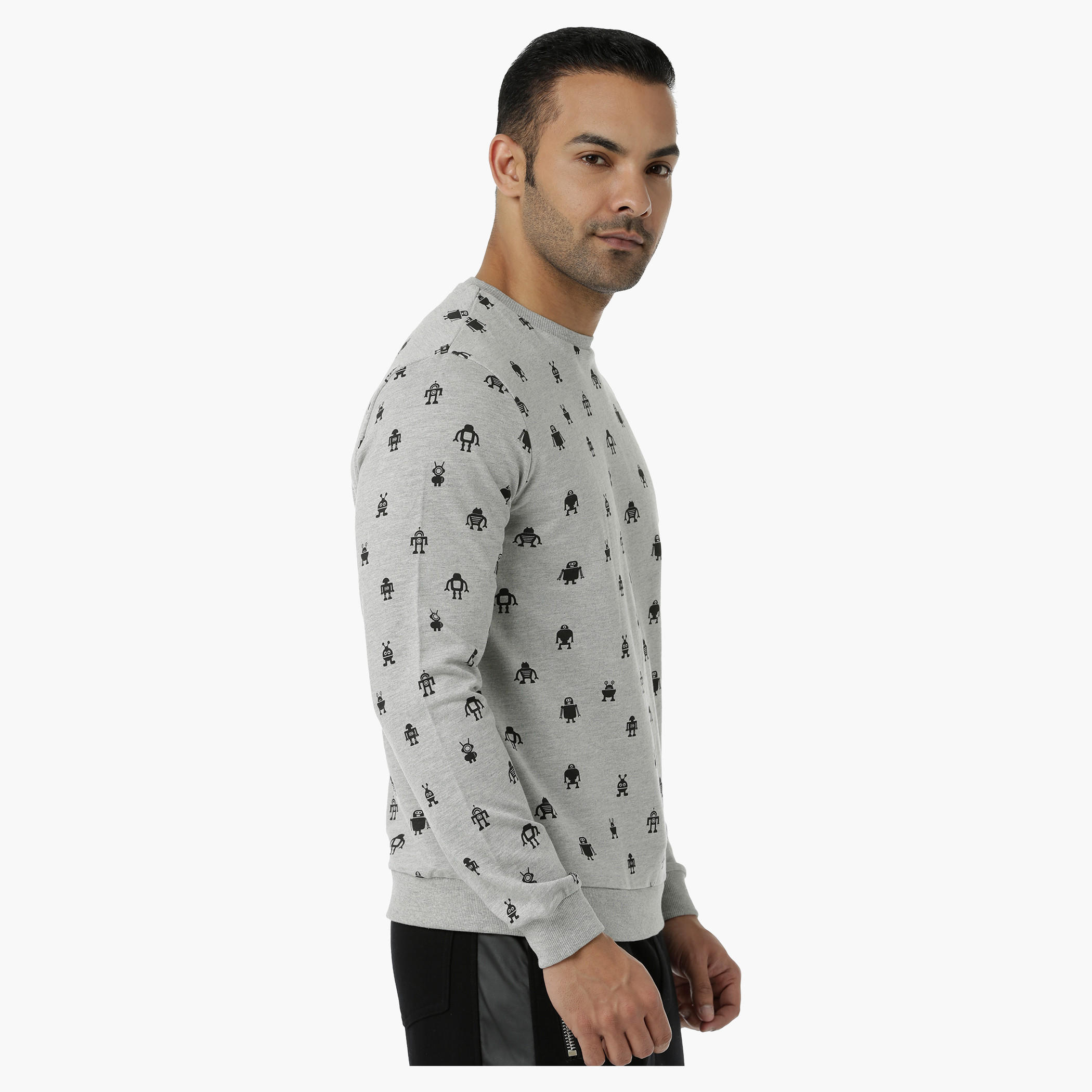 Printed Crew Neck Sweat Shirt with Long Sleeves-men-winterwear-hoodiesandsweatshirts-image-3