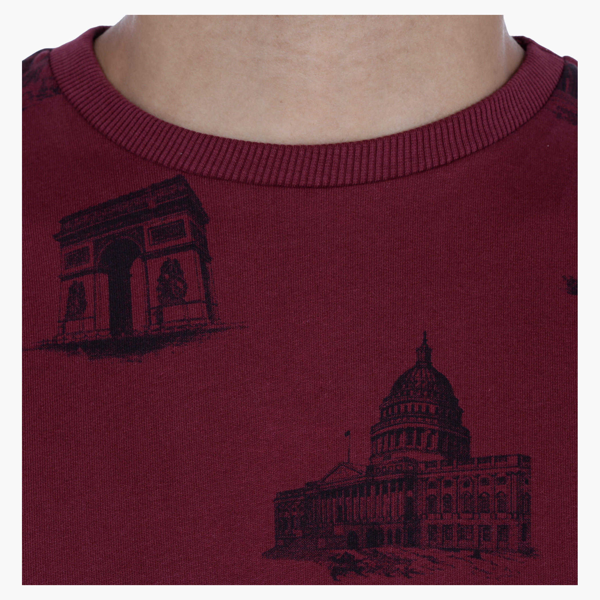 Crew Neck Cotton Sweatshirt with Long Sleeves and All Over Print-men-winterwear-hoodiesandsweatshirts-image-4