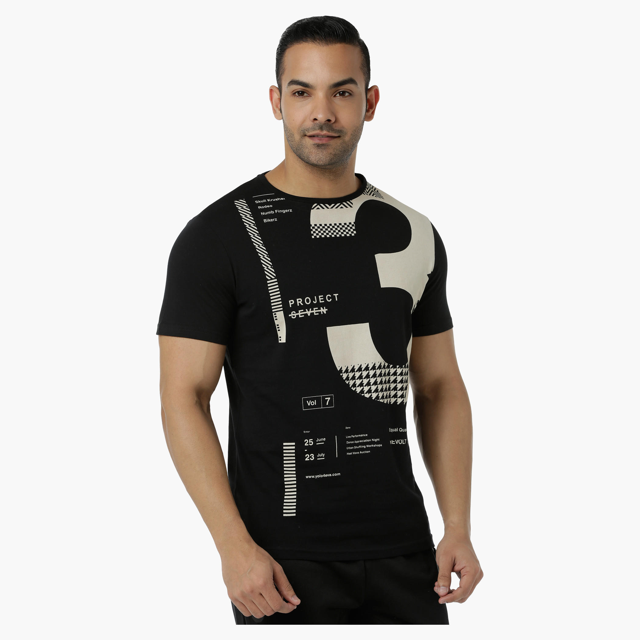 Cotton T-Shirt with Crew Neck and Graphic Print in Slim Fit-men-clothing-tshirtsandpolos-tshirts-image-1