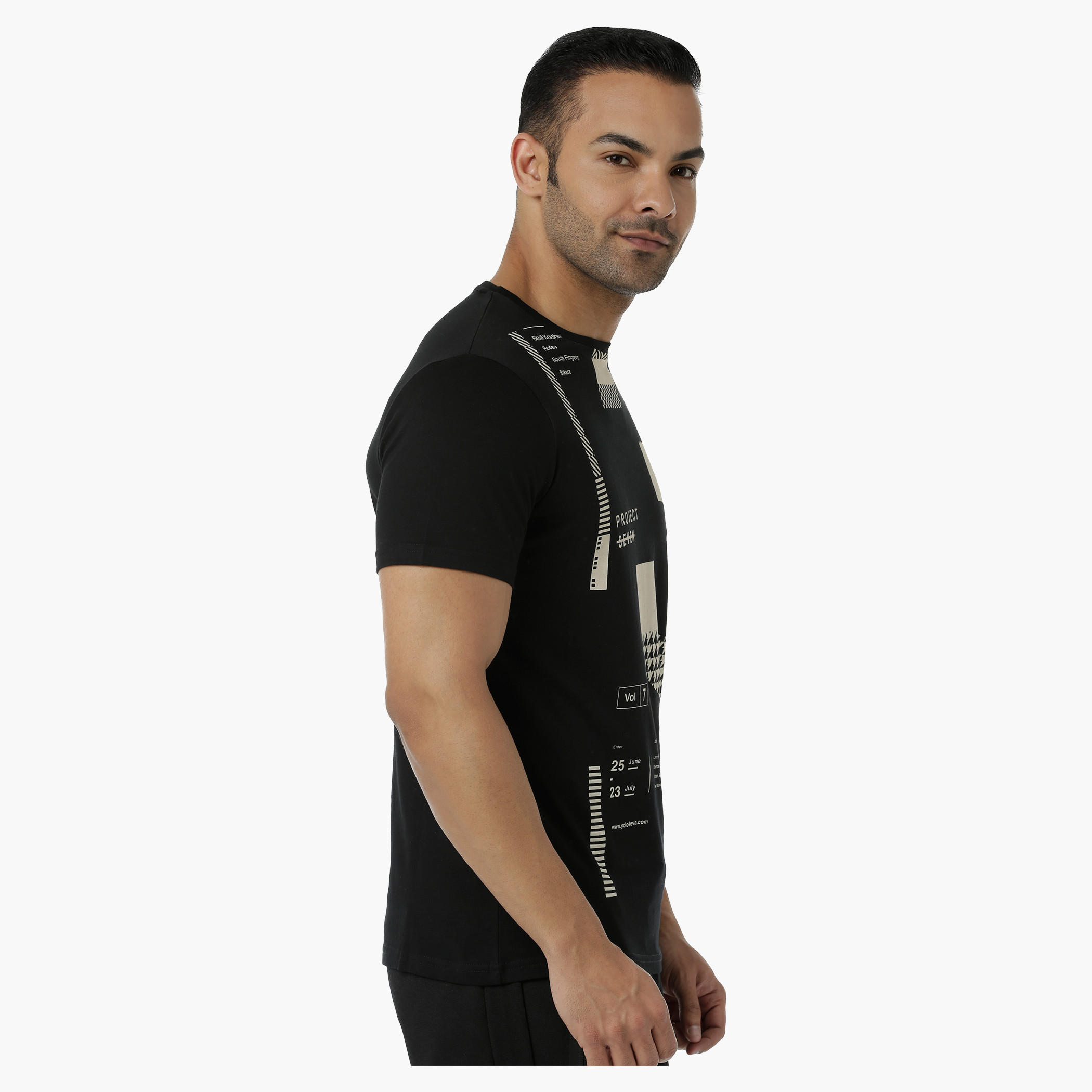 Cotton T-Shirt with Crew Neck and Graphic Print in Slim Fit-men-clothing-tshirtsandpolos-tshirts-image-2