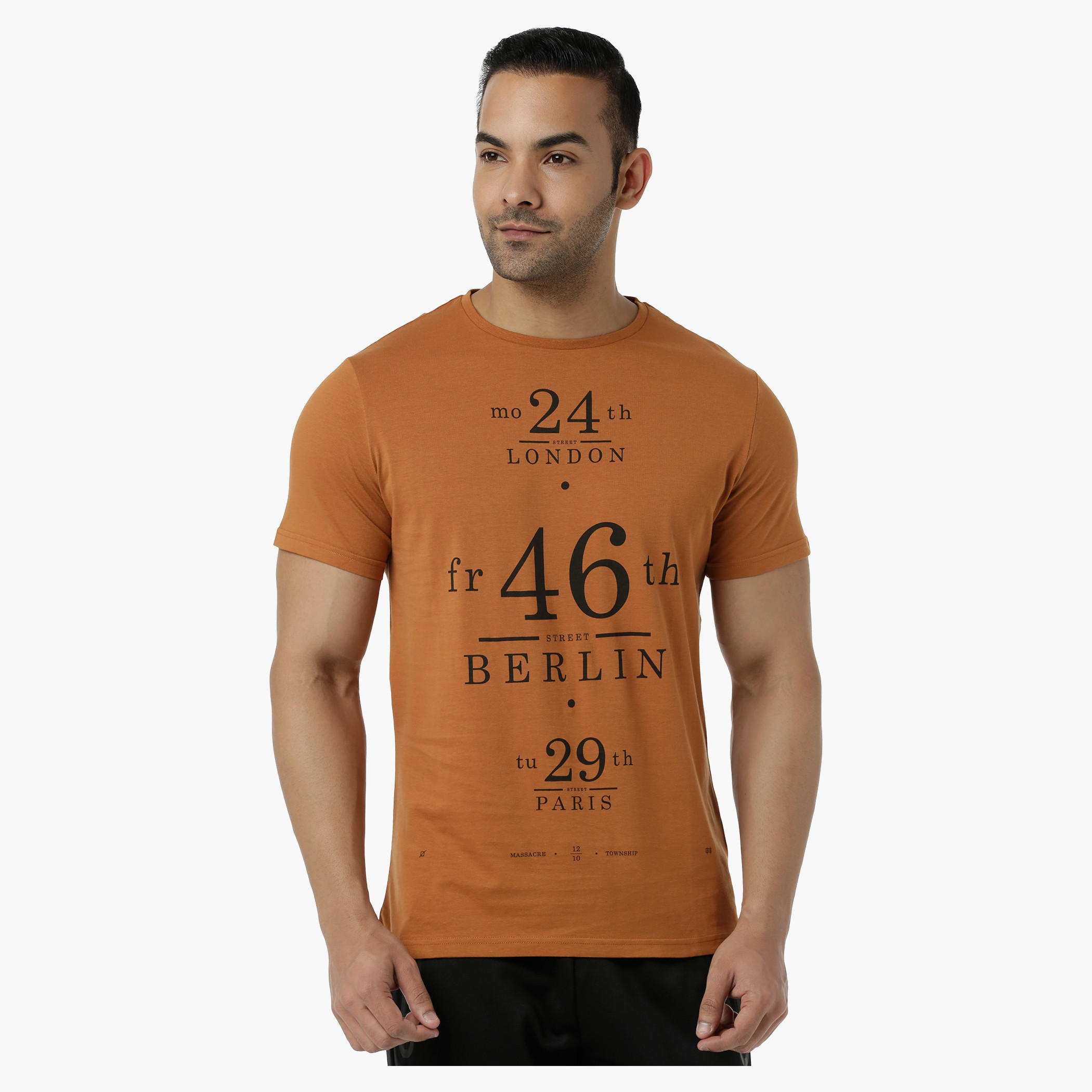 Cotton T-Shirt with Crew Neck and Graphic Print in Slim Fit-men-clothing-tshirtsandpolos-tshirts-image-1