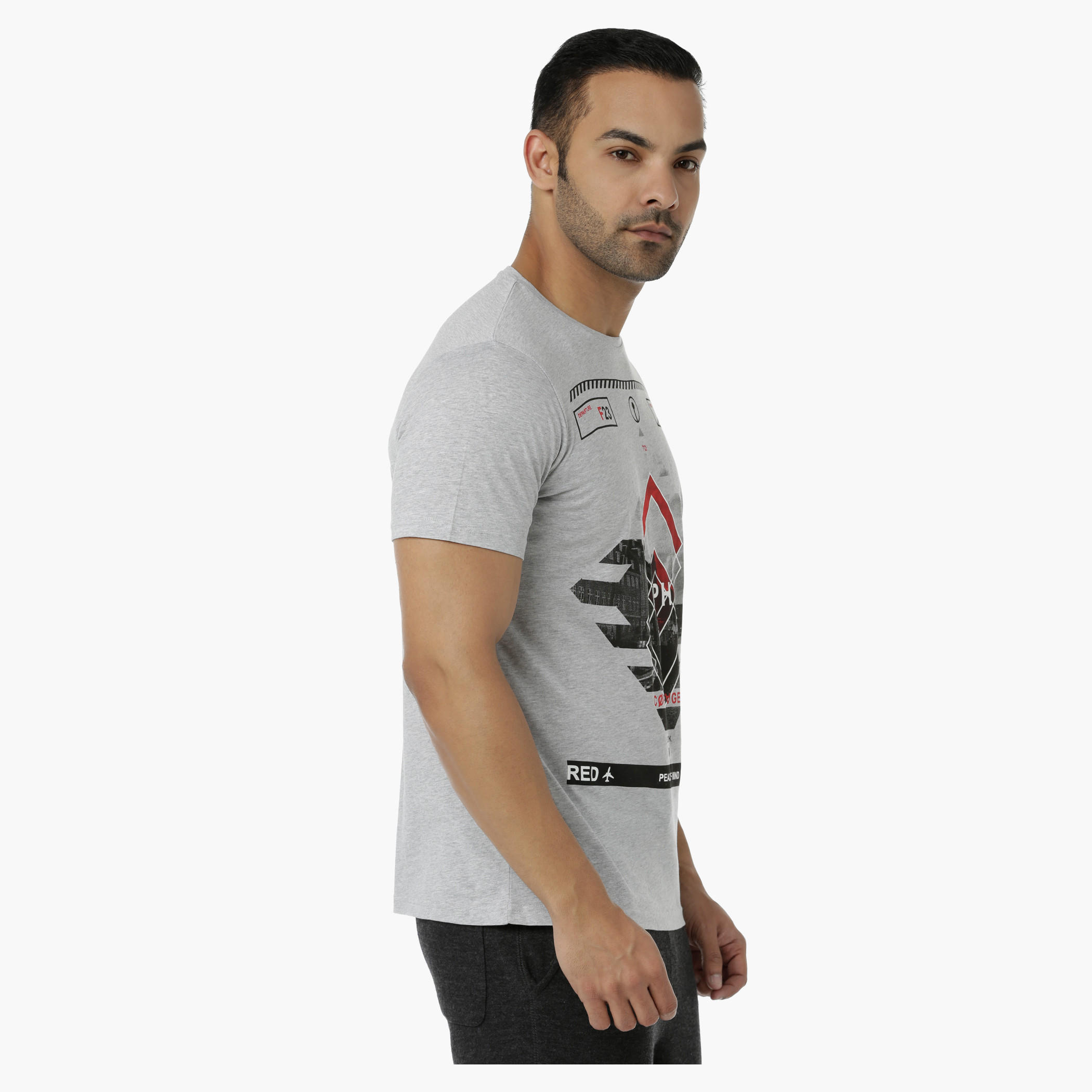 Crew Neck Cotton T-Shirt with Graphic Print and Short Sleeves in Slim Fit-men-clothing-tshirtsandpolos-tshirts-image-3