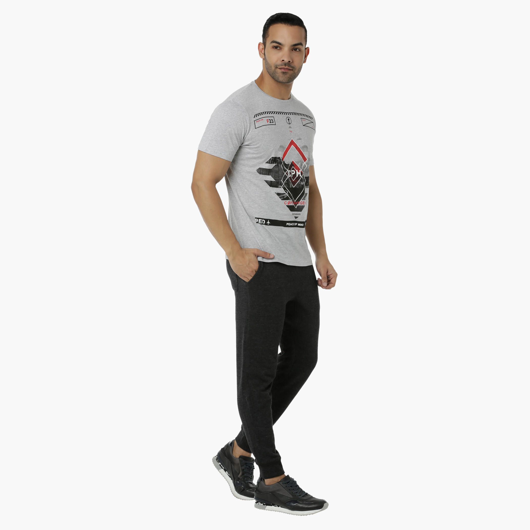 Crew Neck Cotton T-Shirt with Graphic Print and Short Sleeves in Slim Fit-men-clothing-tshirtsandpolos-tshirts-image-5