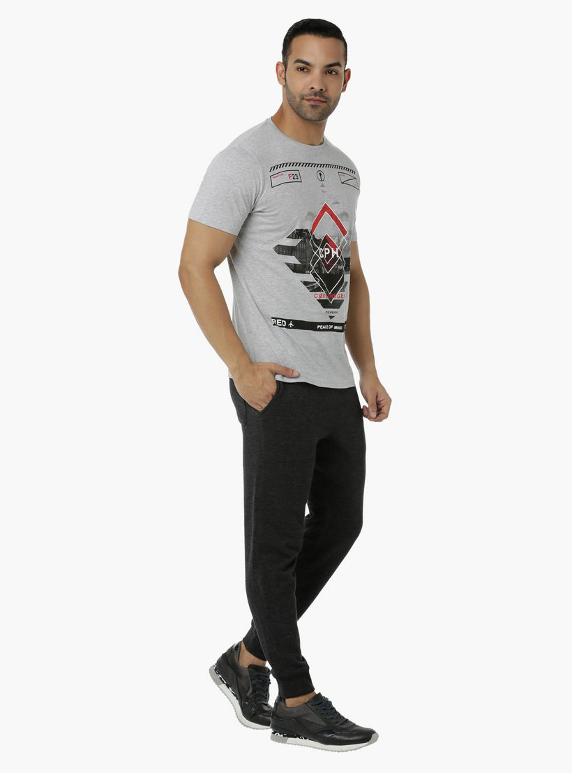 Crew Neck Cotton T-Shirt with Graphic Print and Short Sleeves in Slim Fit-men-clothing-tshirtsandpolos-tshirts-image-5