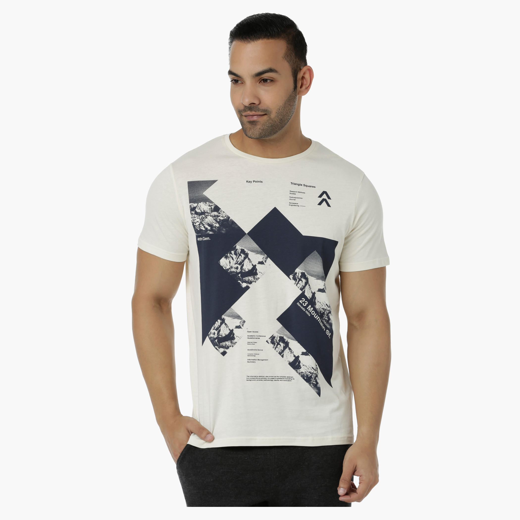 Crew Neck Cotton T-Shirt with Graphic Print and Short Sleeves in Slim Fit-men-clothing-tshirtsandpolos-tshirts-image-1