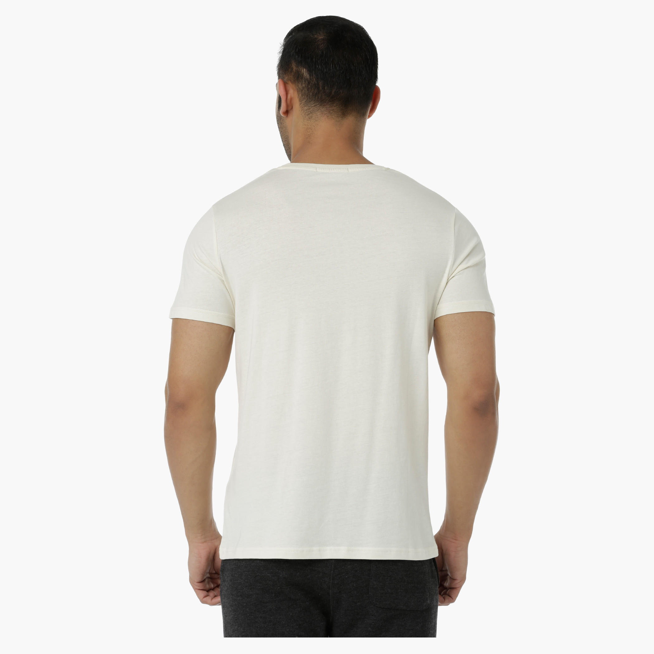 Crew Neck Cotton T-Shirt with Graphic Print and Short Sleeves in Slim Fit-men-clothing-tshirtsandpolos-tshirts-image-2