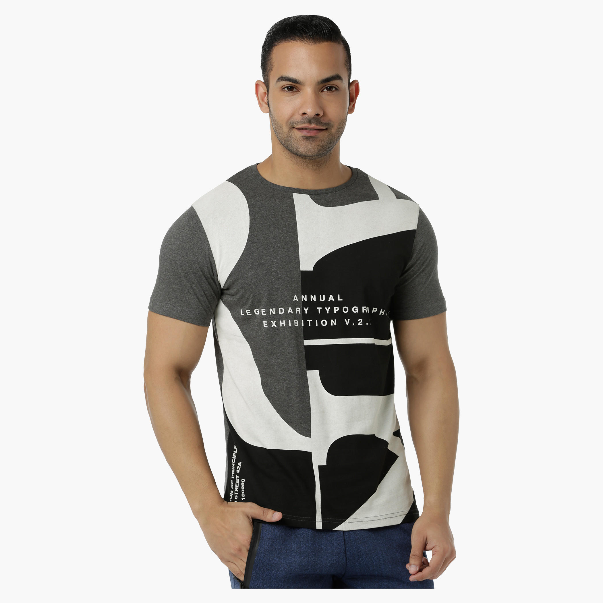 Cotton T-Shirt with Crew Neck and Graphic Print in Slim Fit-men-clothing-tshirtsandpolos-tshirts-image-1