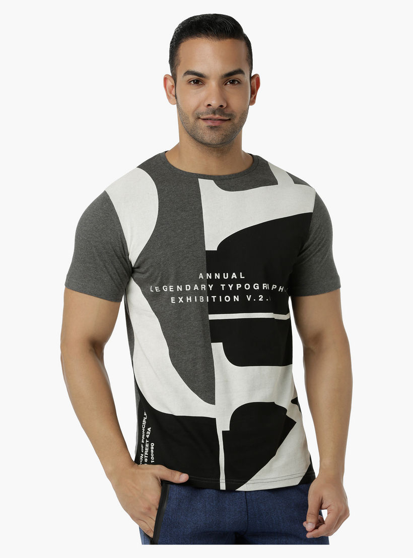 Cotton T-Shirt with Crew Neck and Graphic Print in Slim Fit-men-clothing-tshirtsandpolos-tshirts-image-1