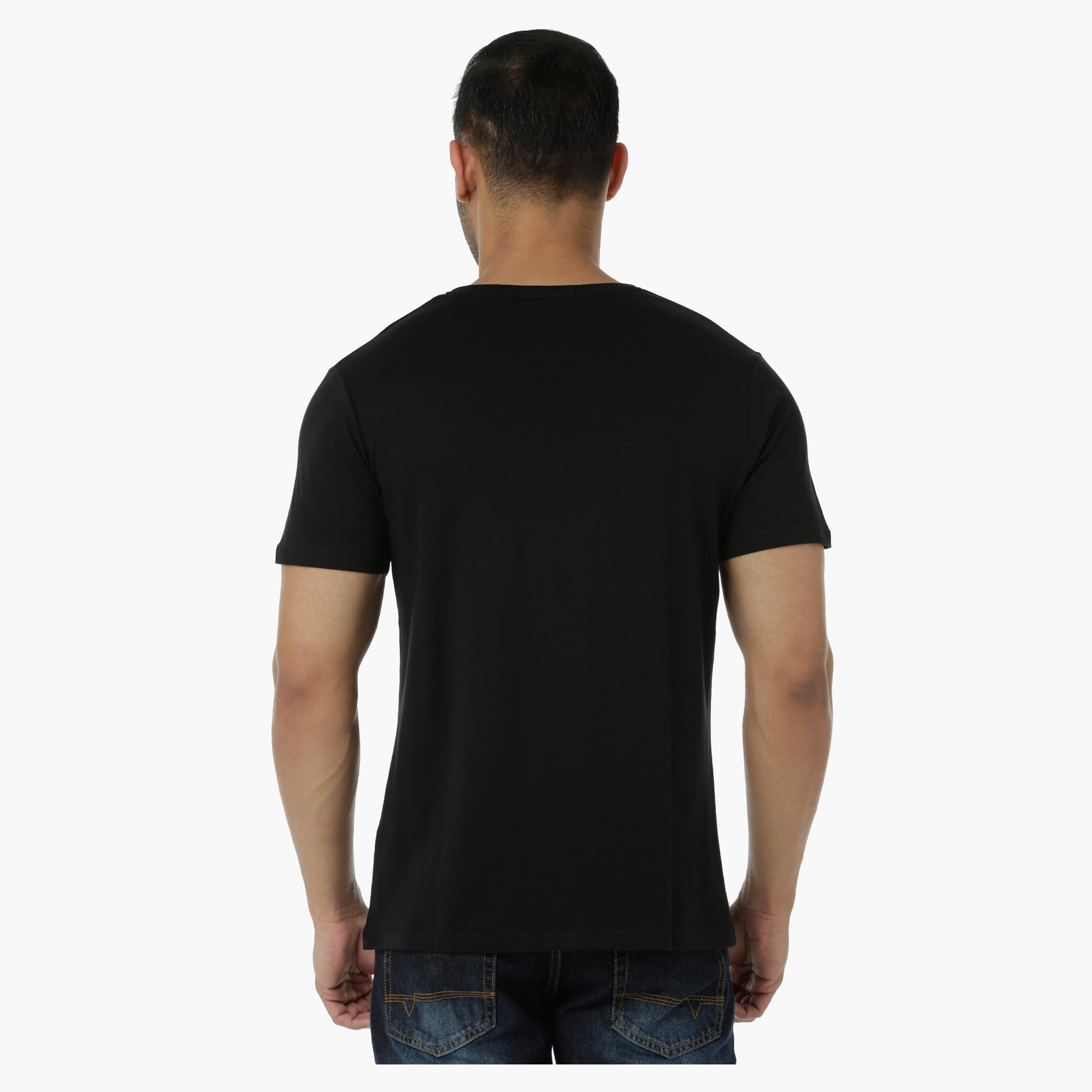 Crew Neck Cotton T-Shirt with Graphic Print and Short Sleeves in Slim Fit-men-clothing-tshirtsandpolos-tshirts-image-2