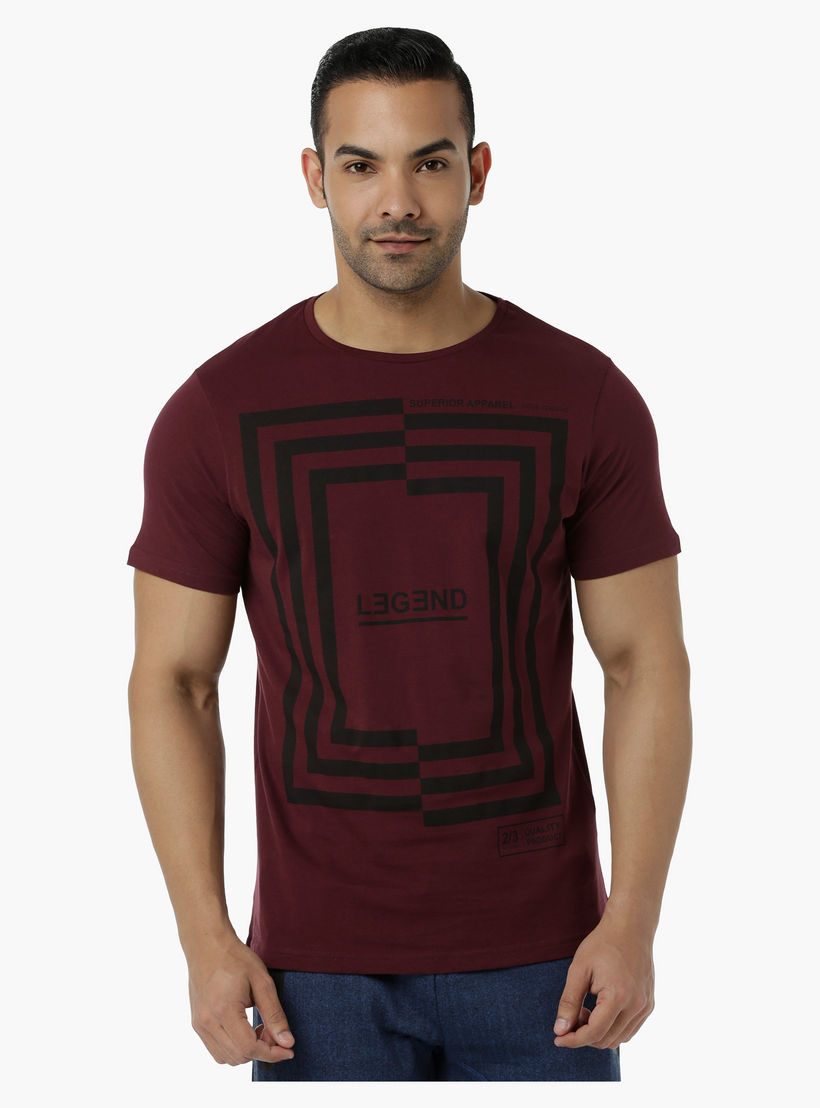 Cotton T-Shirt with Crew Neck and Graphic Print in Slim Fit-men-clothing-tshirtsandpolos-tshirts-image-1