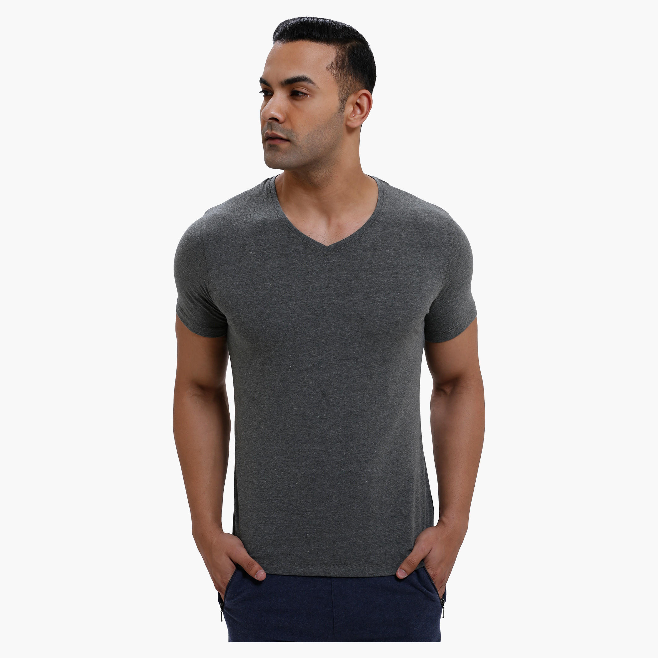 T-Shirt with V-Neck and Short Sleeves in Regular Fit-men-clothing-tshirtsandpolos-tshirts-image-1