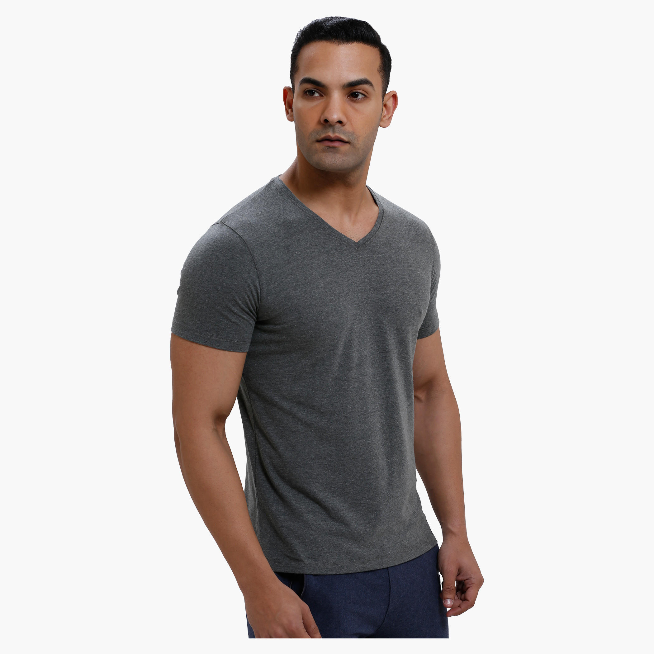 T-Shirt with V-Neck and Short Sleeves in Regular Fit-men-clothing-tshirtsandpolos-tshirts-image-3