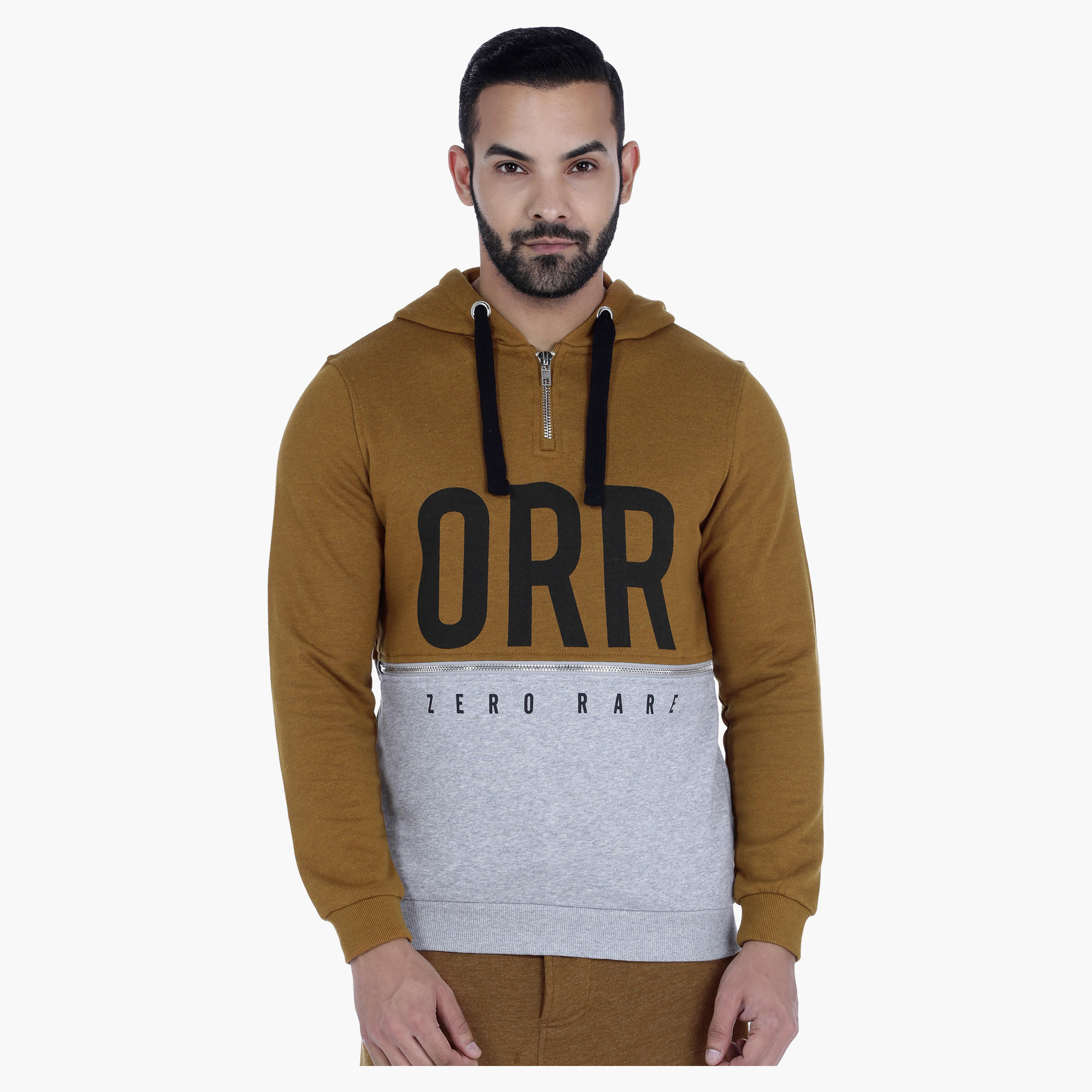 Zip Neck Sweatshirt with Hood-men-winterwear-hoodiesandsweatshirts-image-1