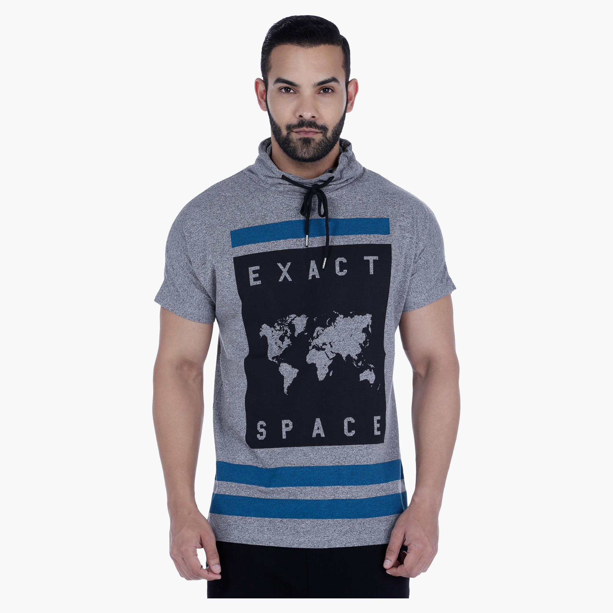 Printed Pannel Neck T-Shirt with Cup Sleeves-men-clothing-tshirtsandpolos-tshirts-image-1