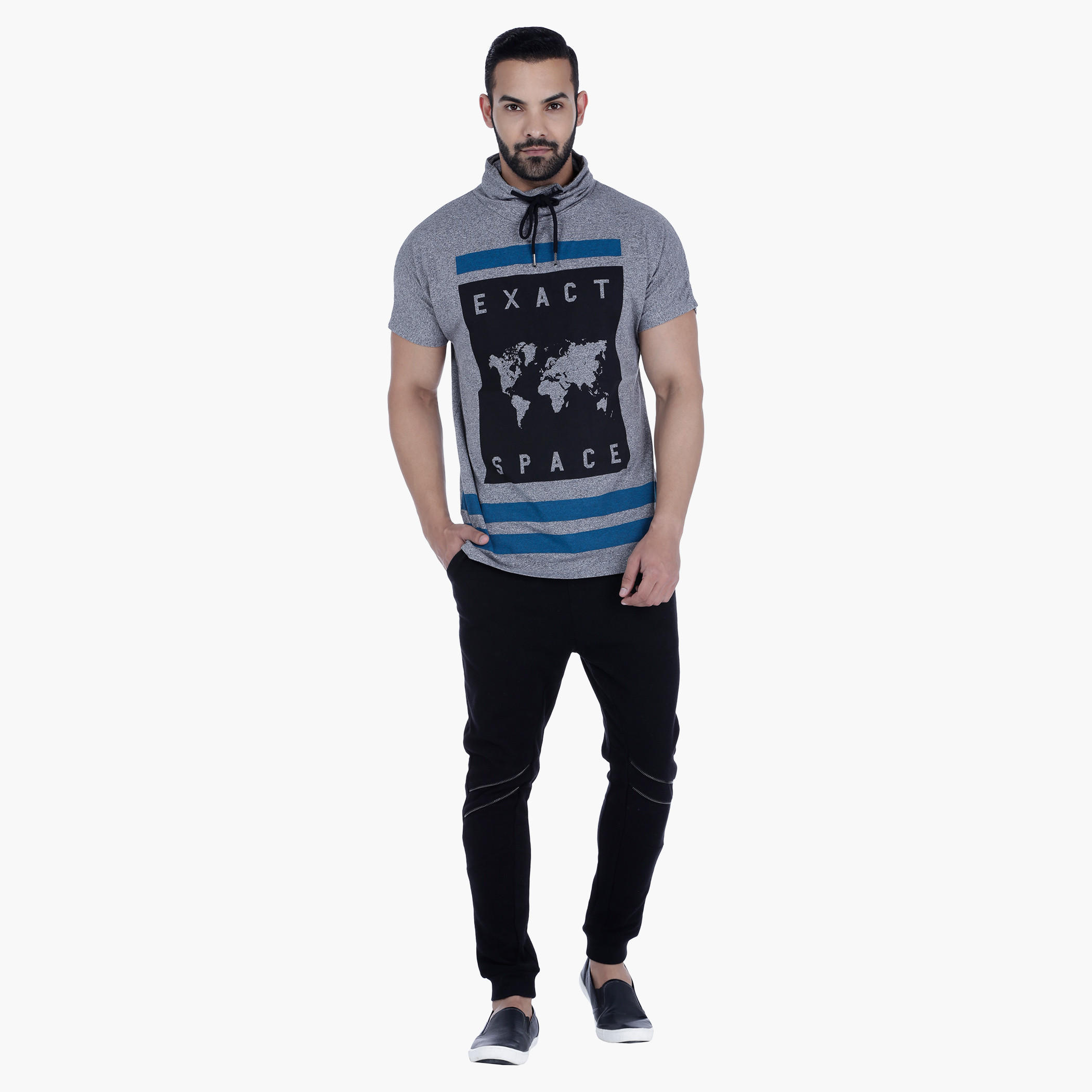Printed Pannel Neck T-Shirt with Cup Sleeves-men-clothing-tshirtsandpolos-tshirts-image-5