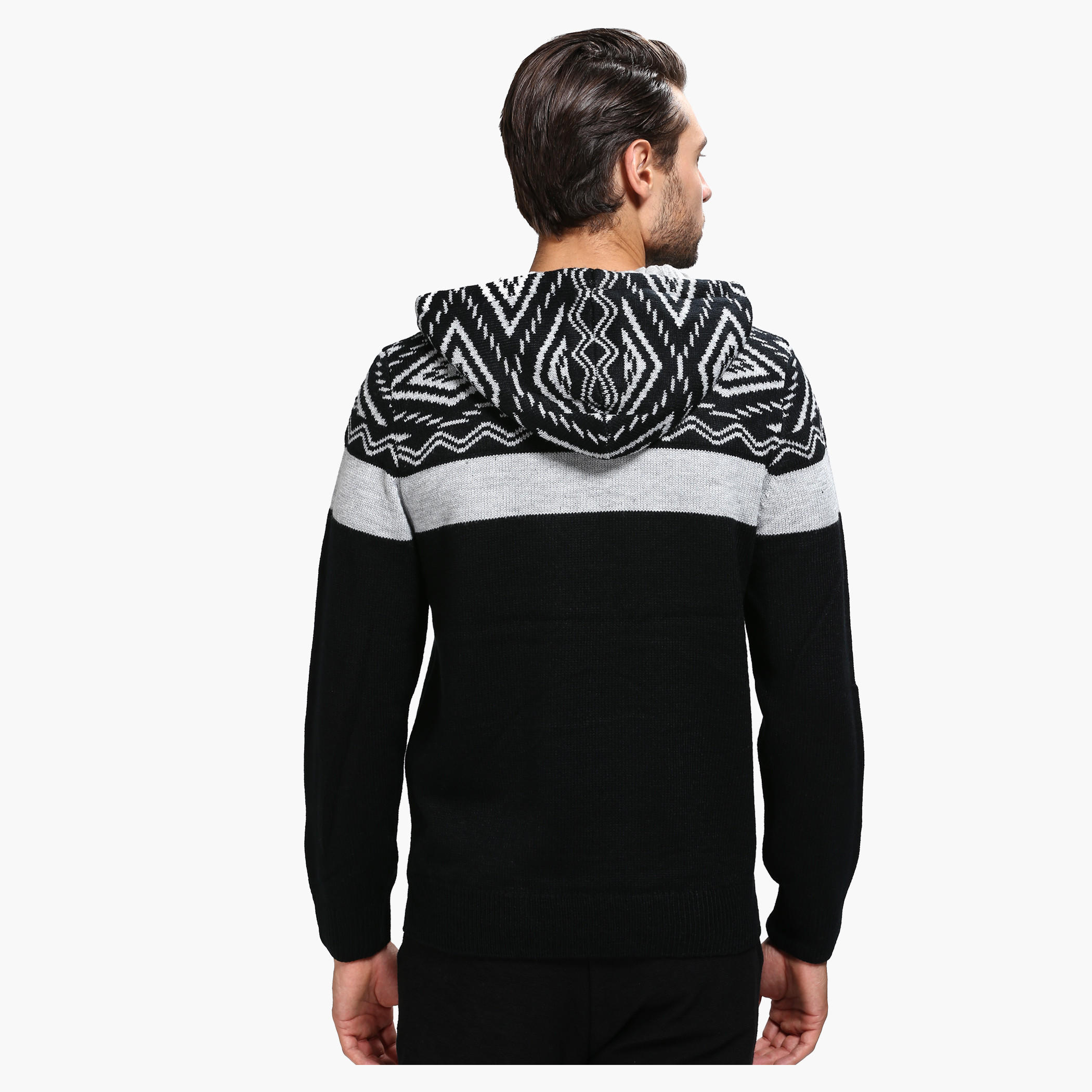 Printed Sweater with Hood and Long Sleeves-men-winterwear-hoodiesandsweatshirts-image-2