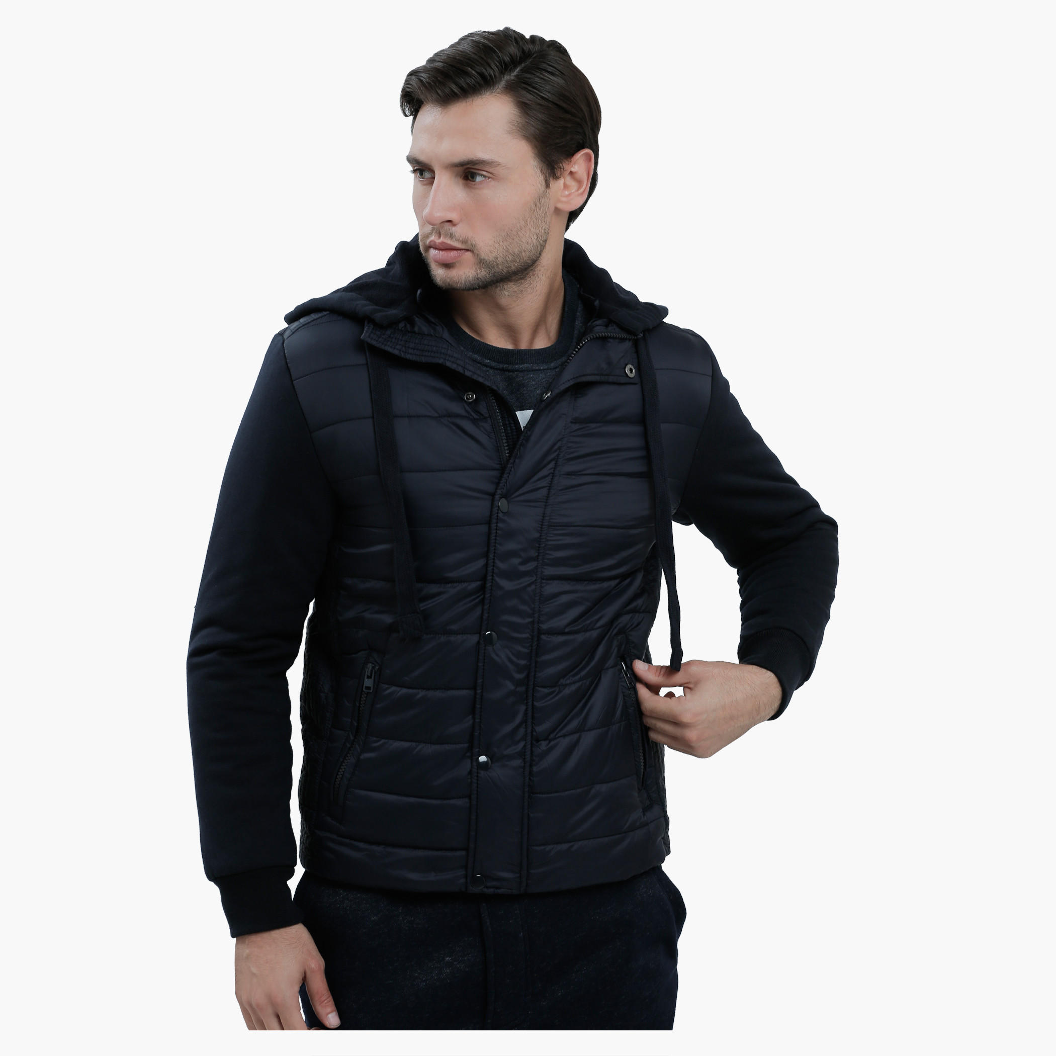 Quilted Jacket with Hood and Long Sleeves-men-clothing-jacketsandblazers-jackets-image-1
