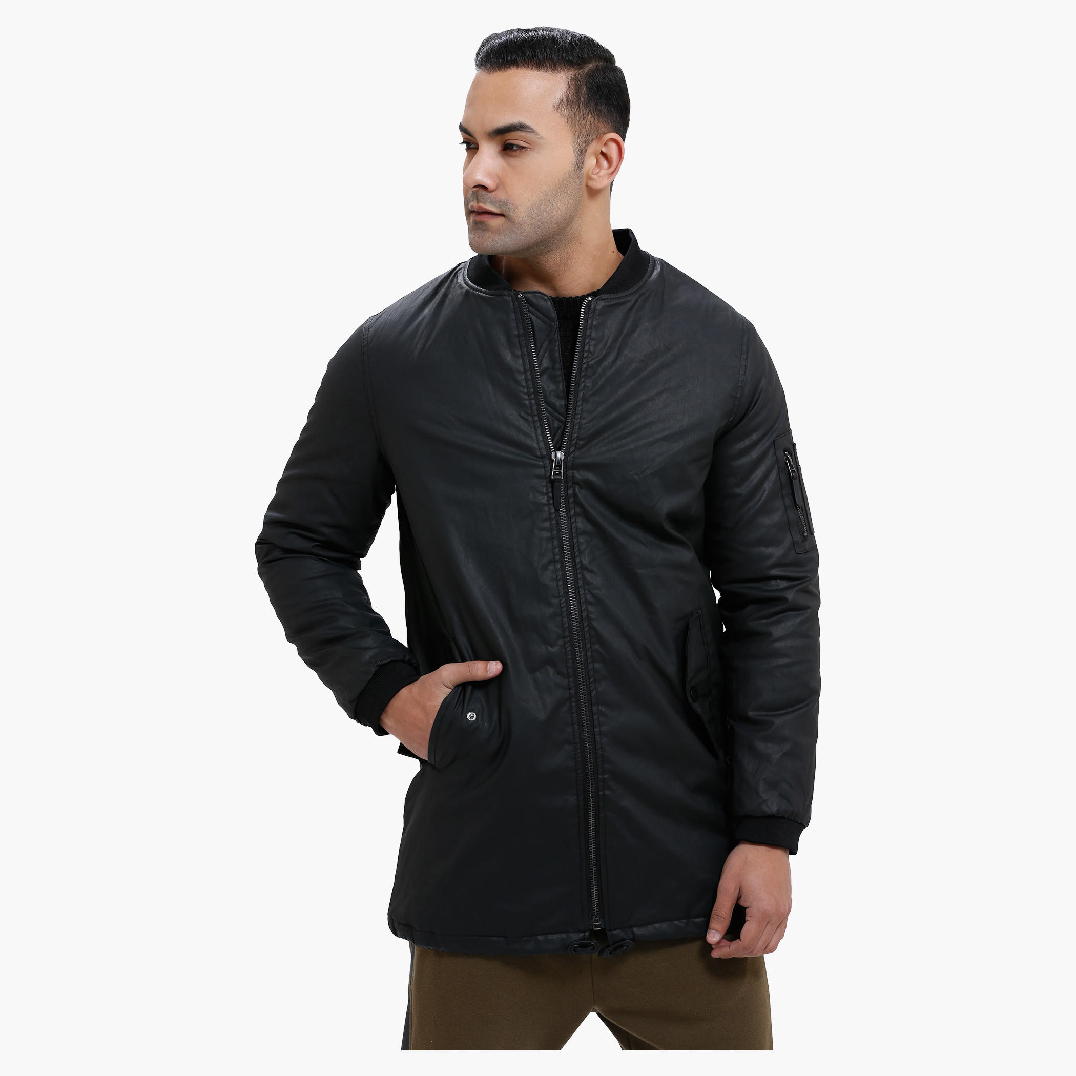 Long Bomber Jacket with Zip Closure-men-clothing-jacketsandblazers-jackets-image-1