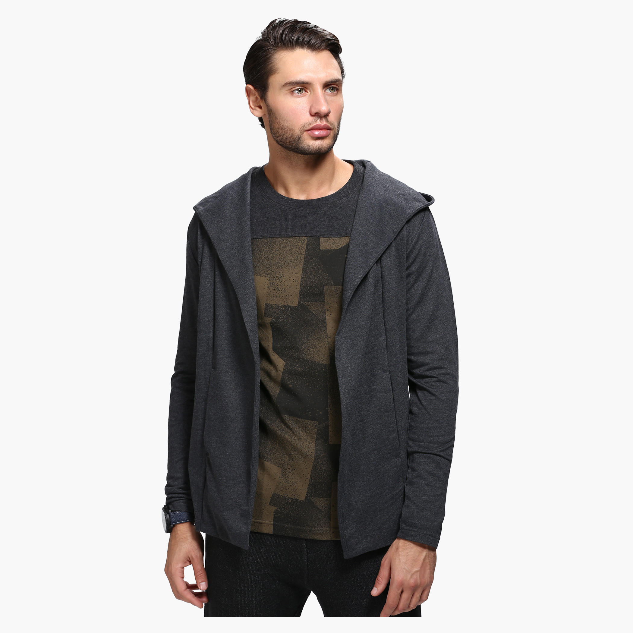 Casual Cardigan with Hood and Long Sleeves-men-winterwear-hoodiesandsweatshirts-image-1