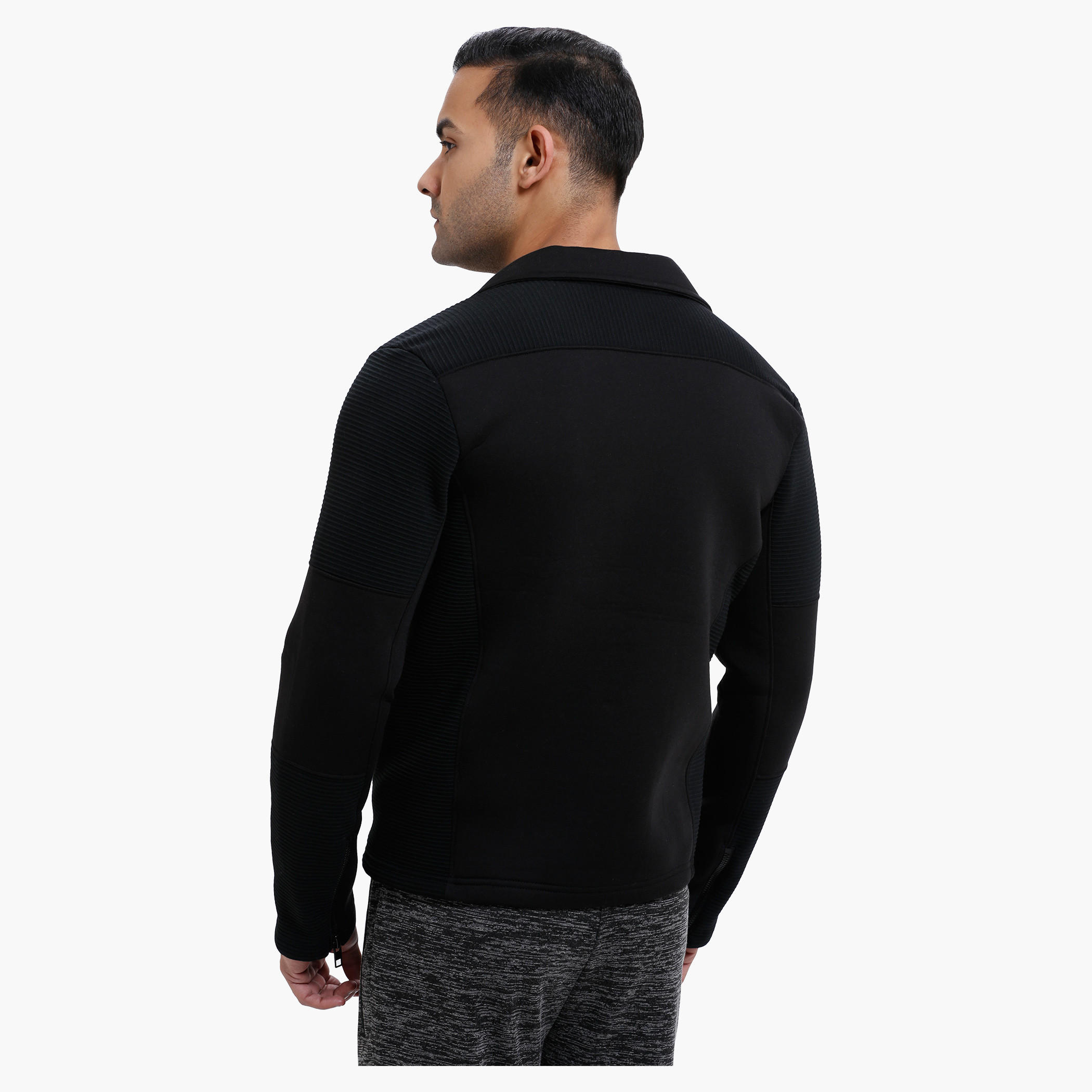 Long Sleeves Textured Biker Jacket with Zip Closure-men-clothing-jacketsandblazers-jackets-image-4
