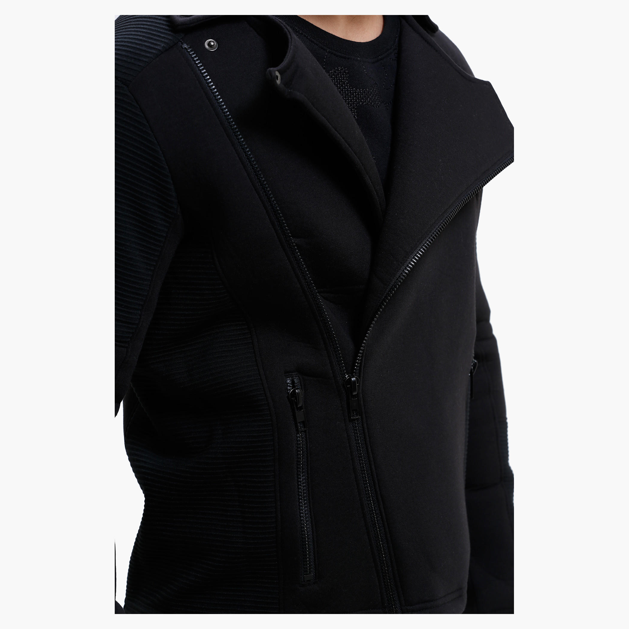 Long Sleeves Textured Biker Jacket with Zip Closure-men-clothing-jacketsandblazers-jackets-image-2