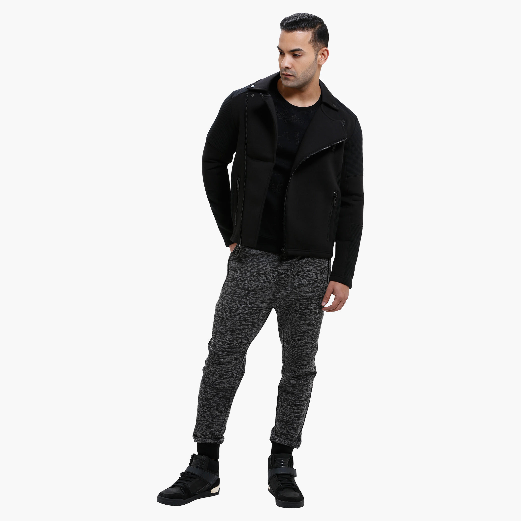 Long Sleeves Textured Biker Jacket with Zip Closure-men-clothing-jacketsandblazers-jackets-image-1