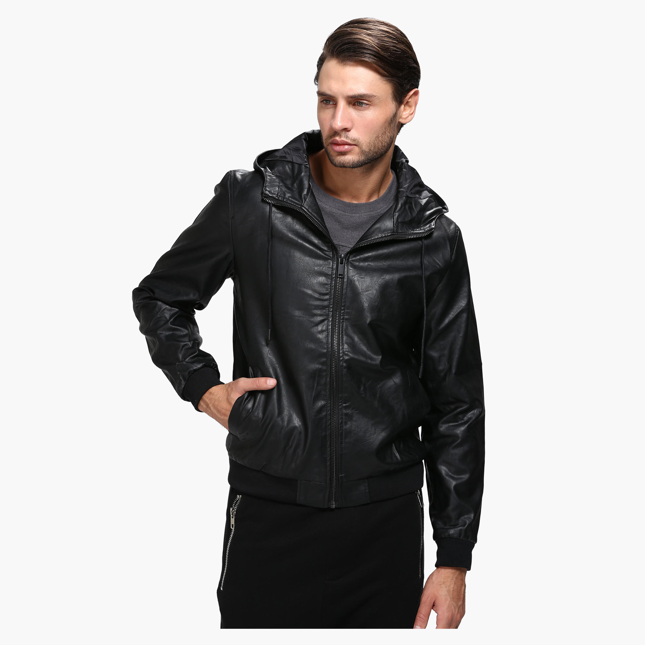 Casual Leather Jacket with Hood and Long Sleeves-men-clothing-jacketsandblazers-jackets-image-6