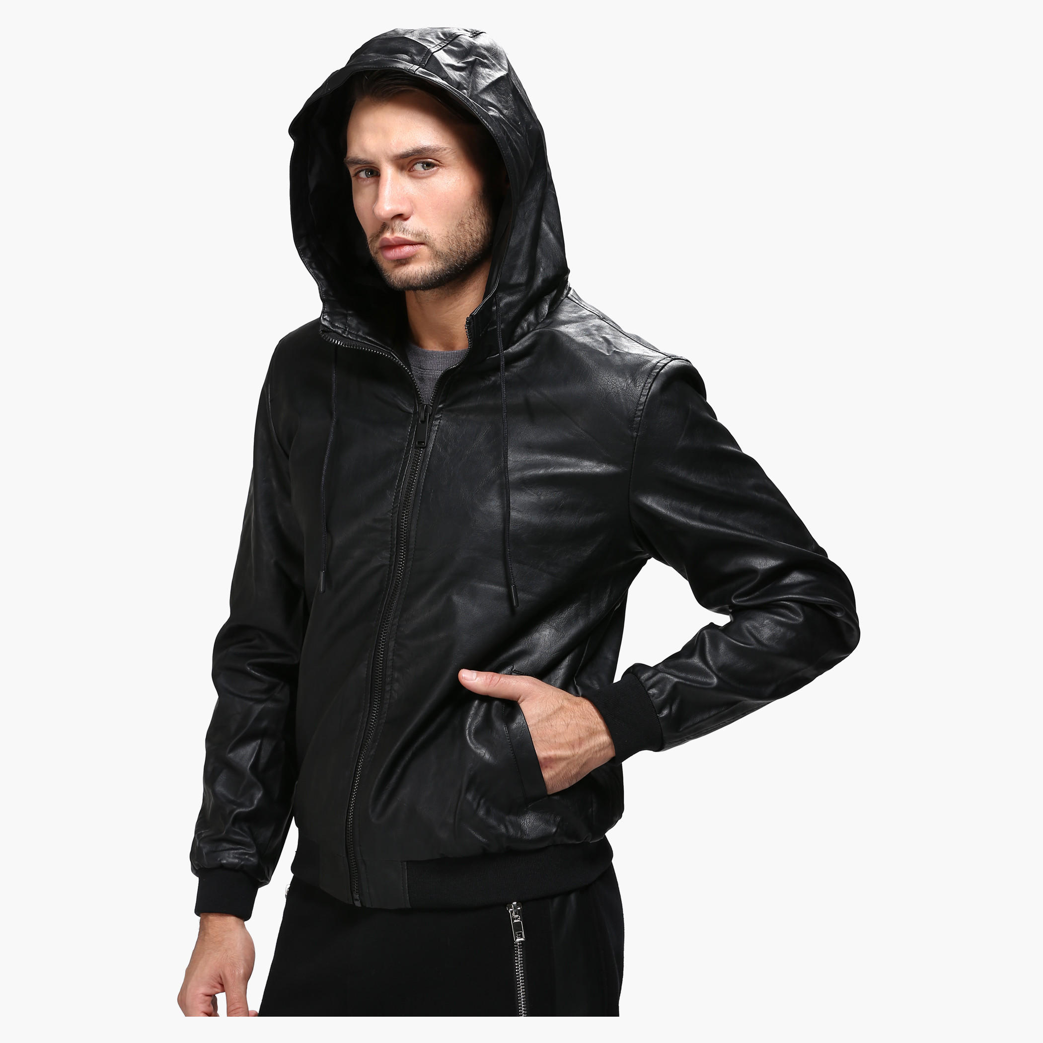 Casual Leather Jacket with Hood and Long Sleeves-men-clothing-jacketsandblazers-jackets-image-8