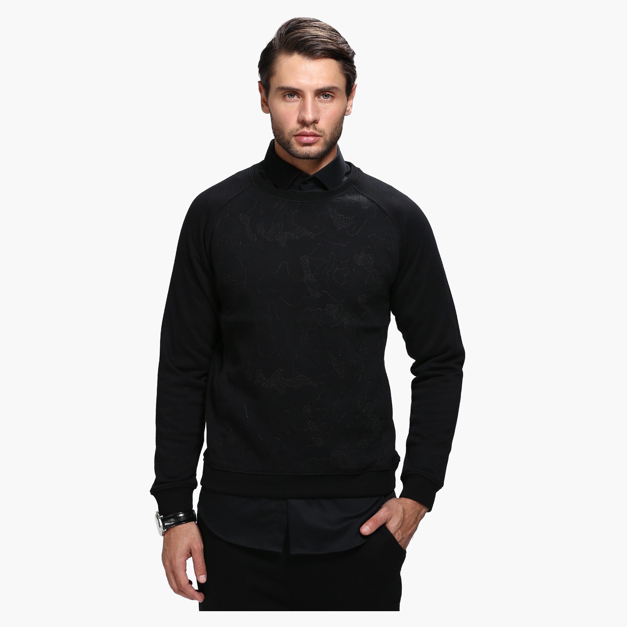 Crew Neck Sweat Shirt with Long Sleeves-men-winterwear-hoodiesandsweatshirts-image-1