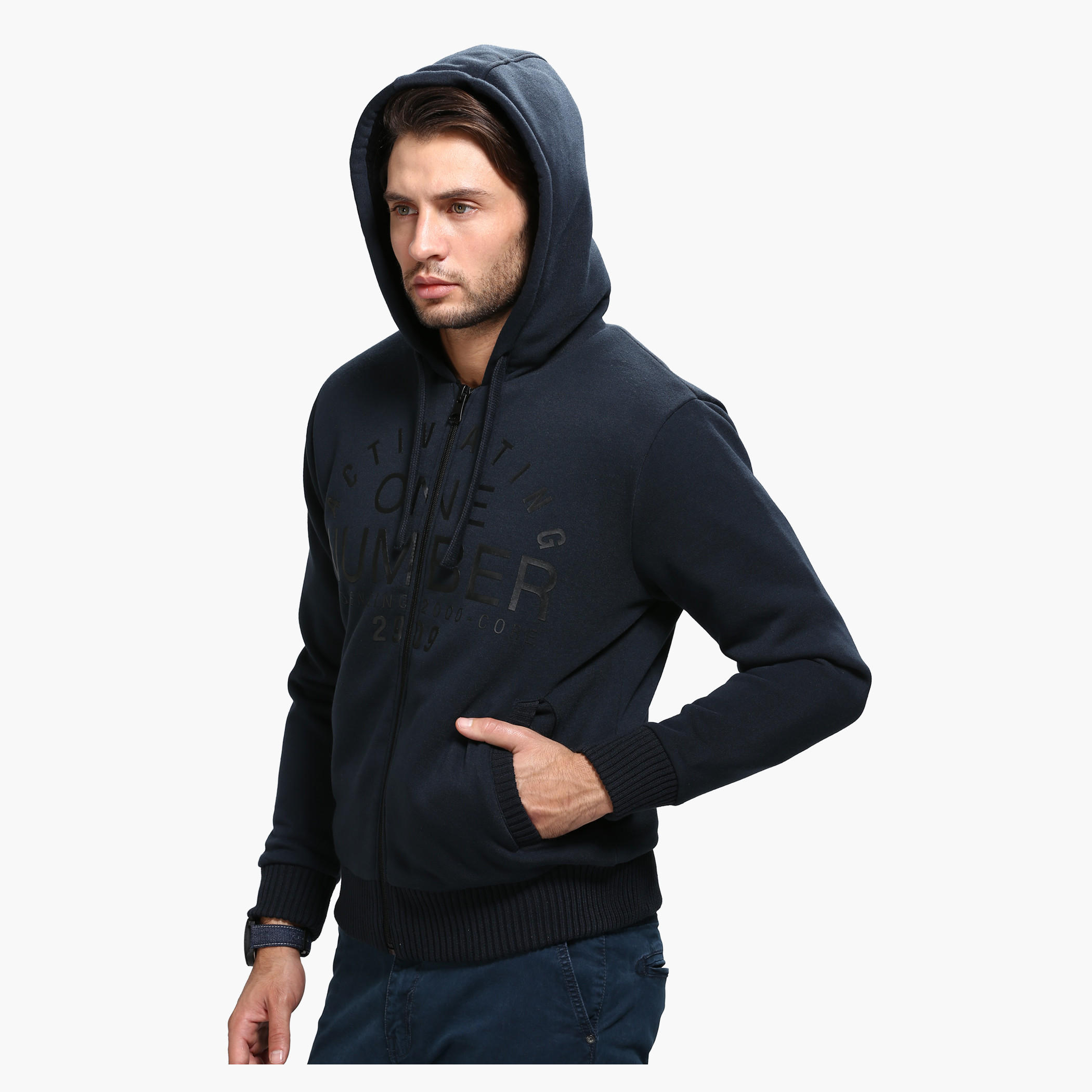 Hooded Sweat Shirt with Zip Detail and Long Sleeves-men-winterwear-hoodiesandsweatshirts-image-3