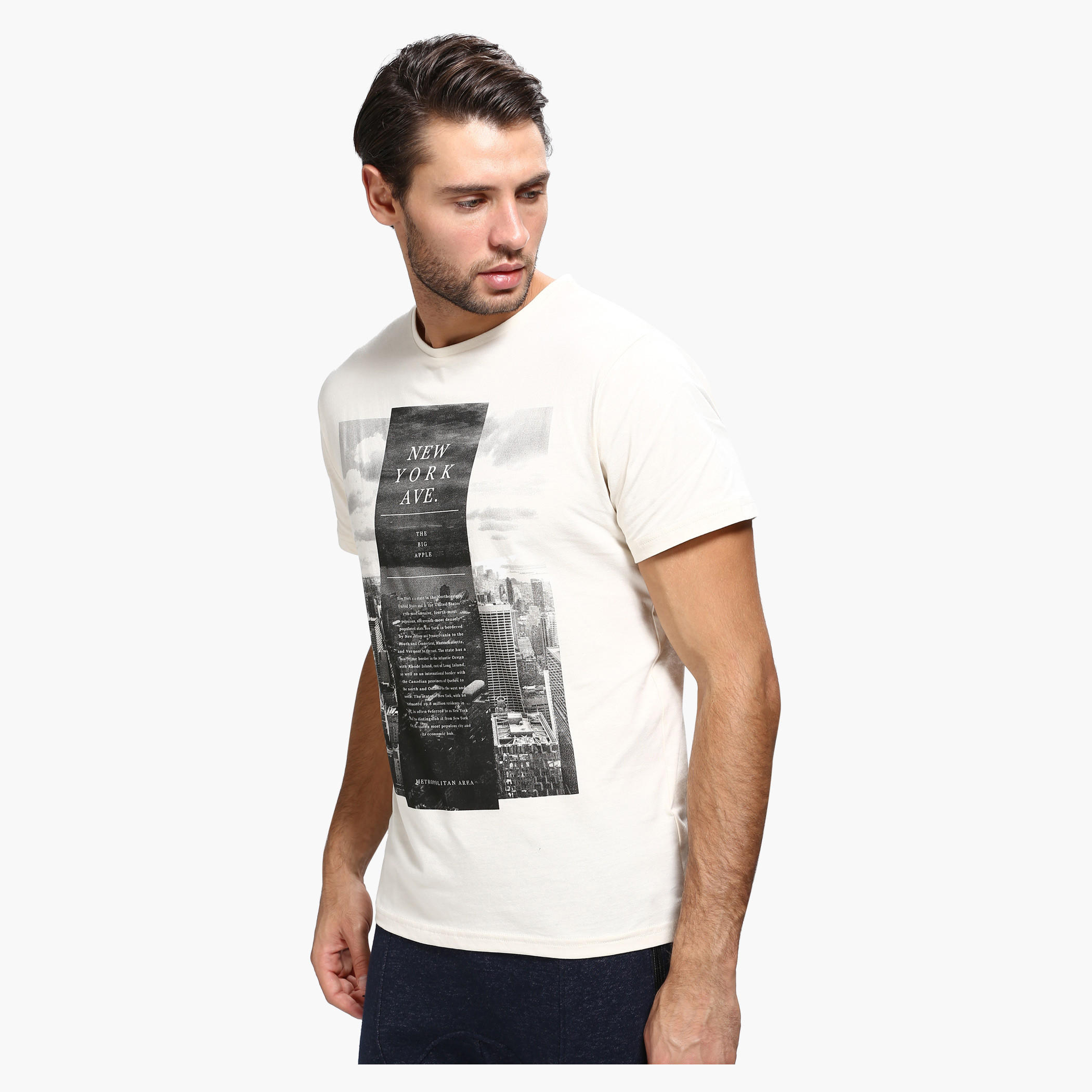 Printed Crew Neck T-Shirt with Short Sleeves in Slim Fit-men-clothing-tshirtsandpolos-tshirts-image-3
