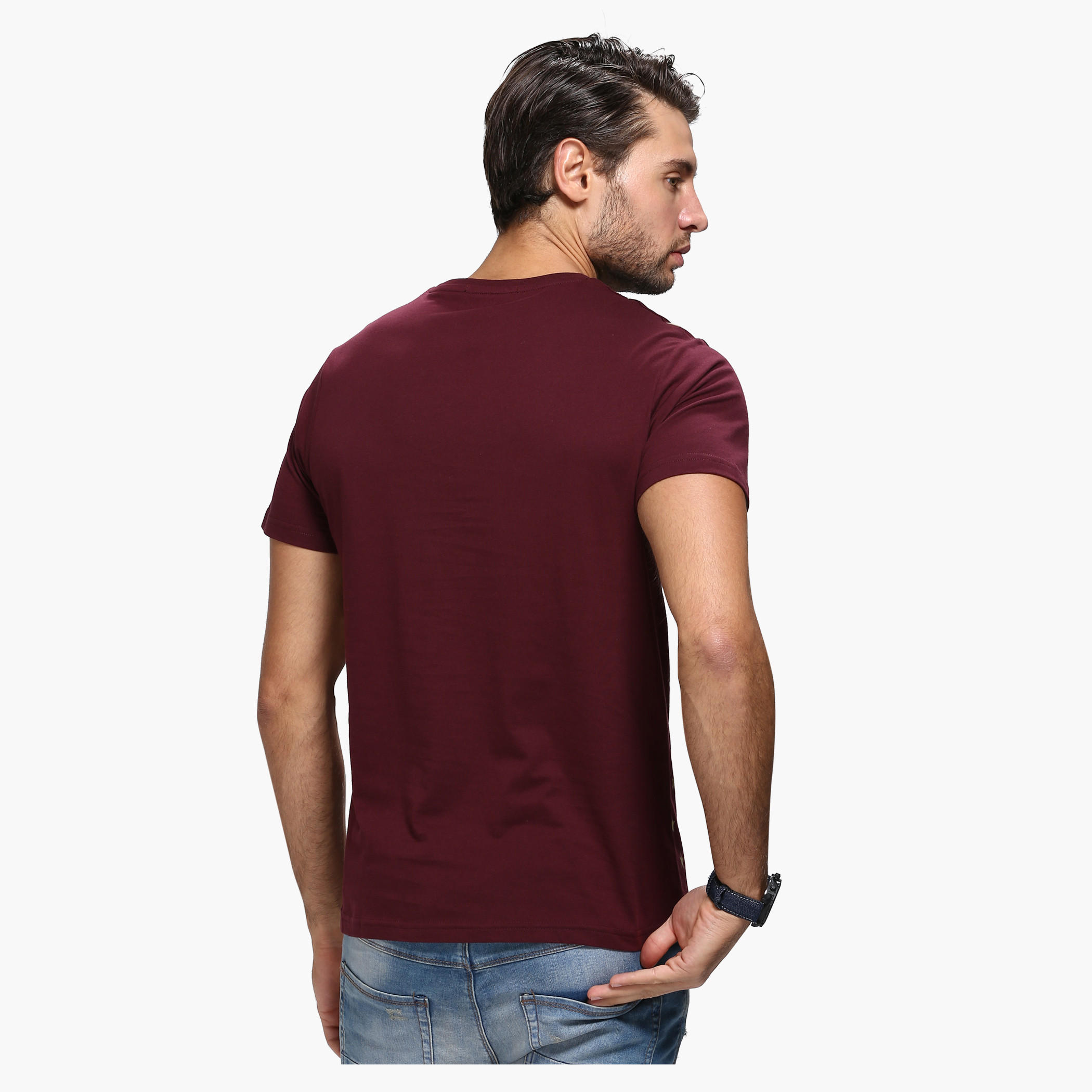 Printed Crew Neck T-Shirt with Short Sleeves in Slim Fit-men-clothing-tshirtsandpolos-tshirts-image-2