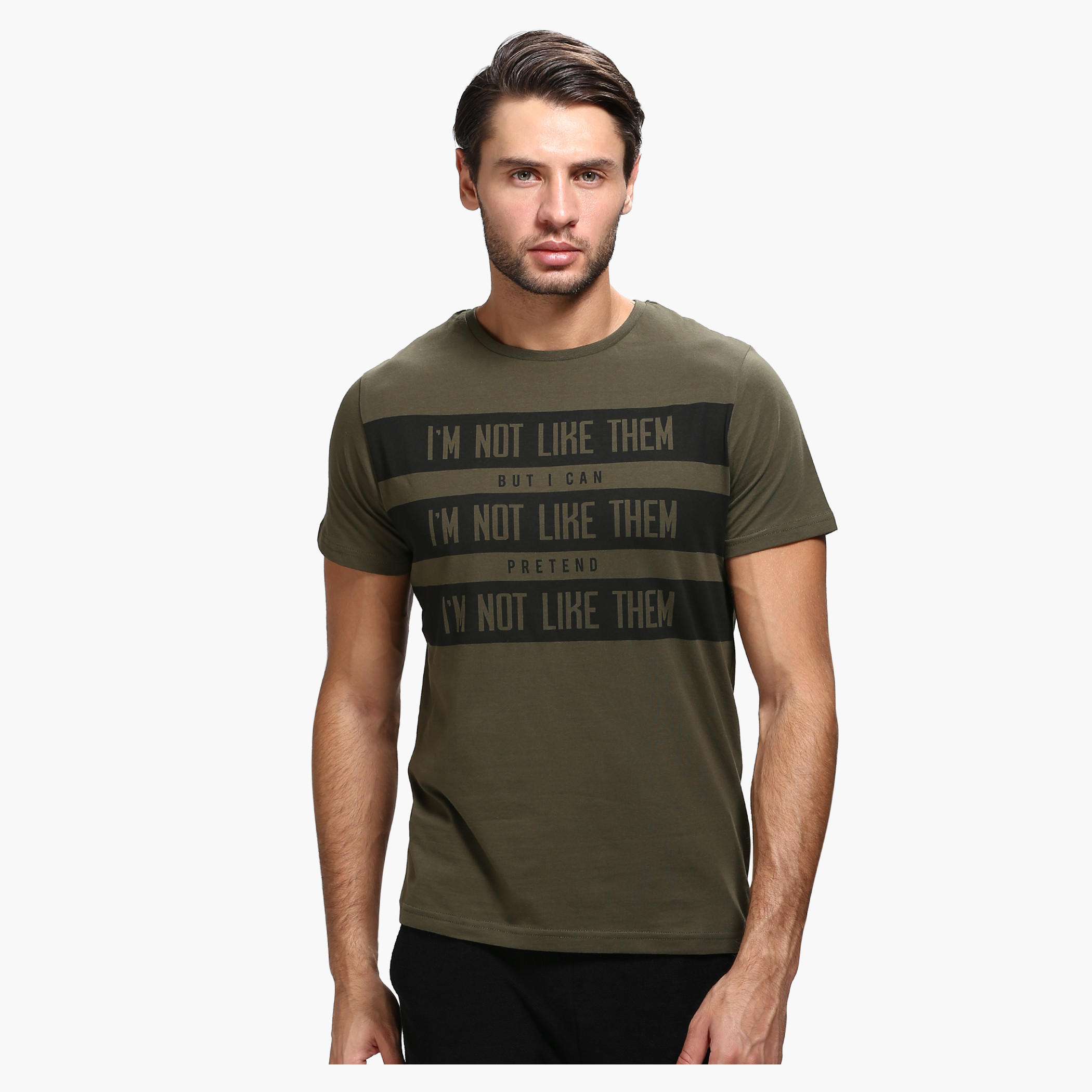 Printed Crew Neck T-Shirt with Short Sleeves in Slim Fit-men-clothing-tshirtsandpolos-tshirts-image-1