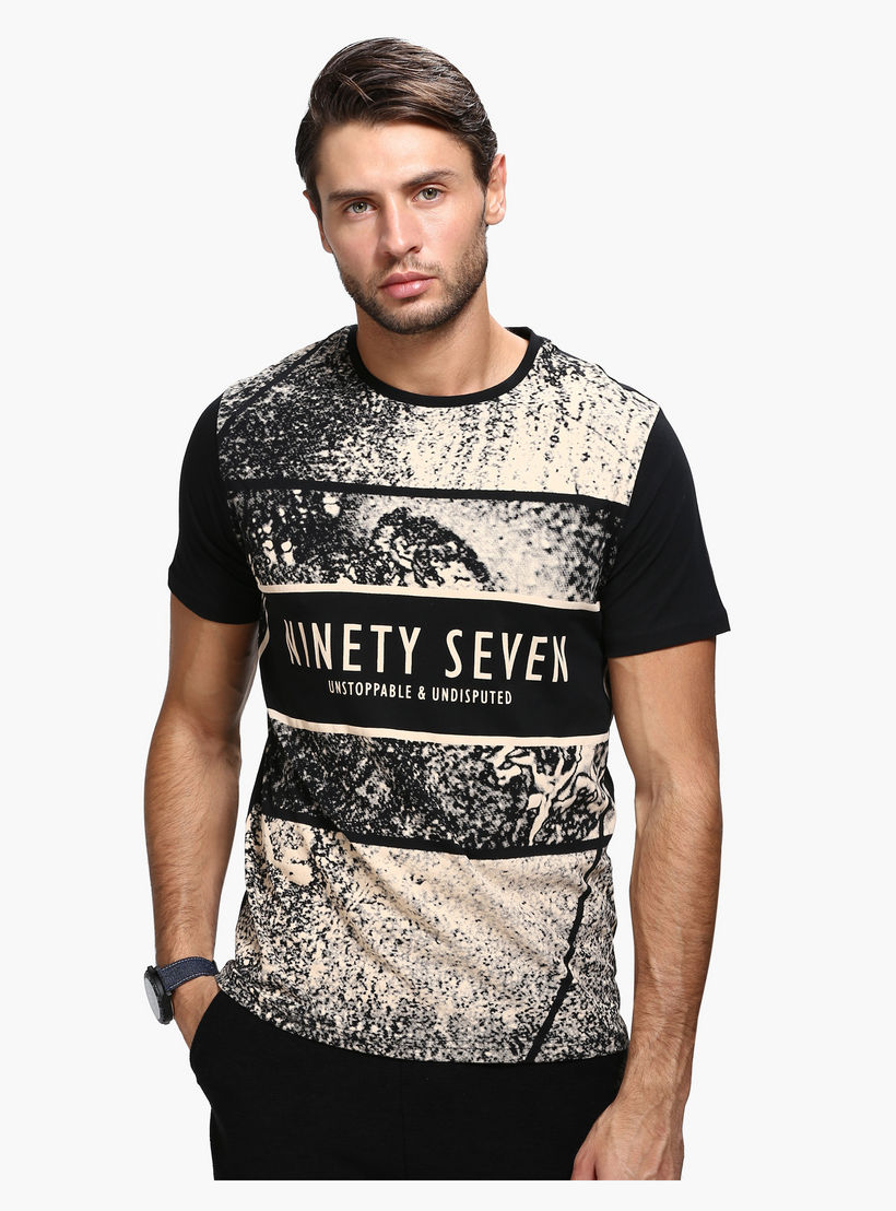 Printed Crew Neck T-Shirt with Short Sleeves in Slim Fit-men-clothing-tshirtsandpolos-tshirts-image-1