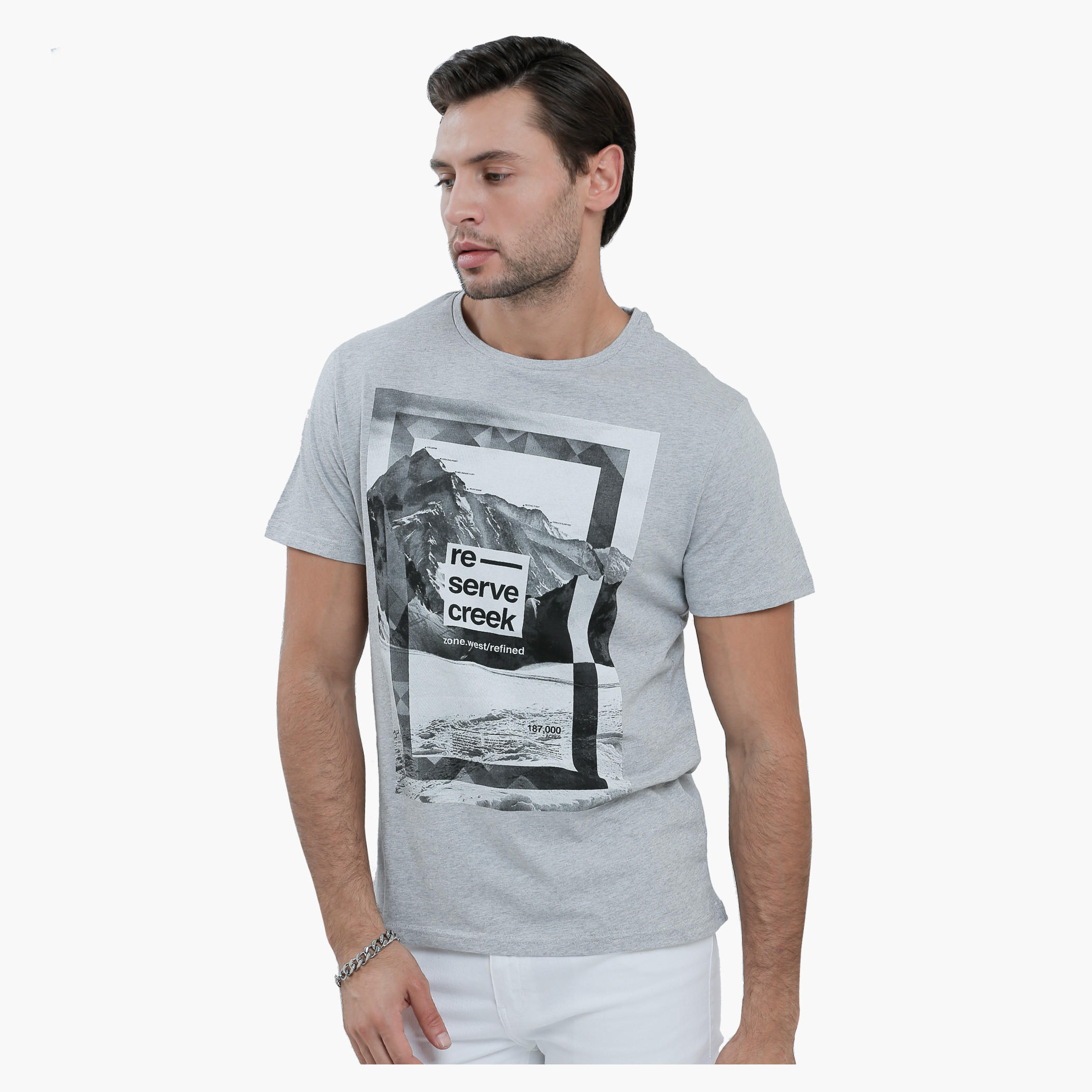 Graphic Print T-Shirt with Round Neck and Short Sleeves in Slim Fit-men-clothing-tshirtsandpolos-tshirts-image-1